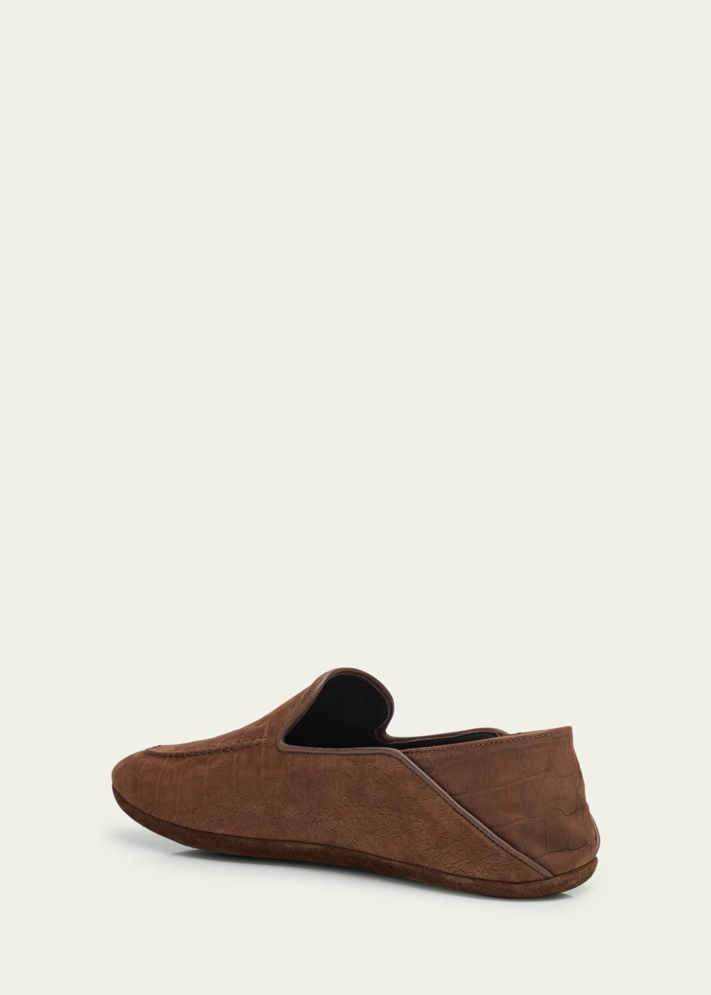 Bergdorf Goodman Men's Alligator-Effect Leather Lounge Slippers Image 4 of 6