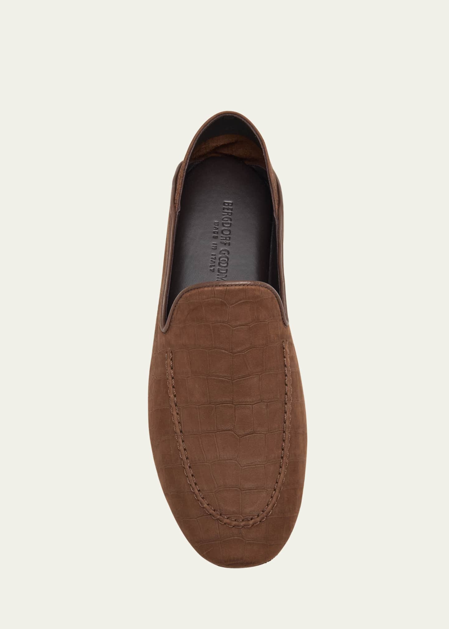 Bergdorf Goodman Men's Alligator-Effect Leather Lounge Slippers Image 6 of 6
