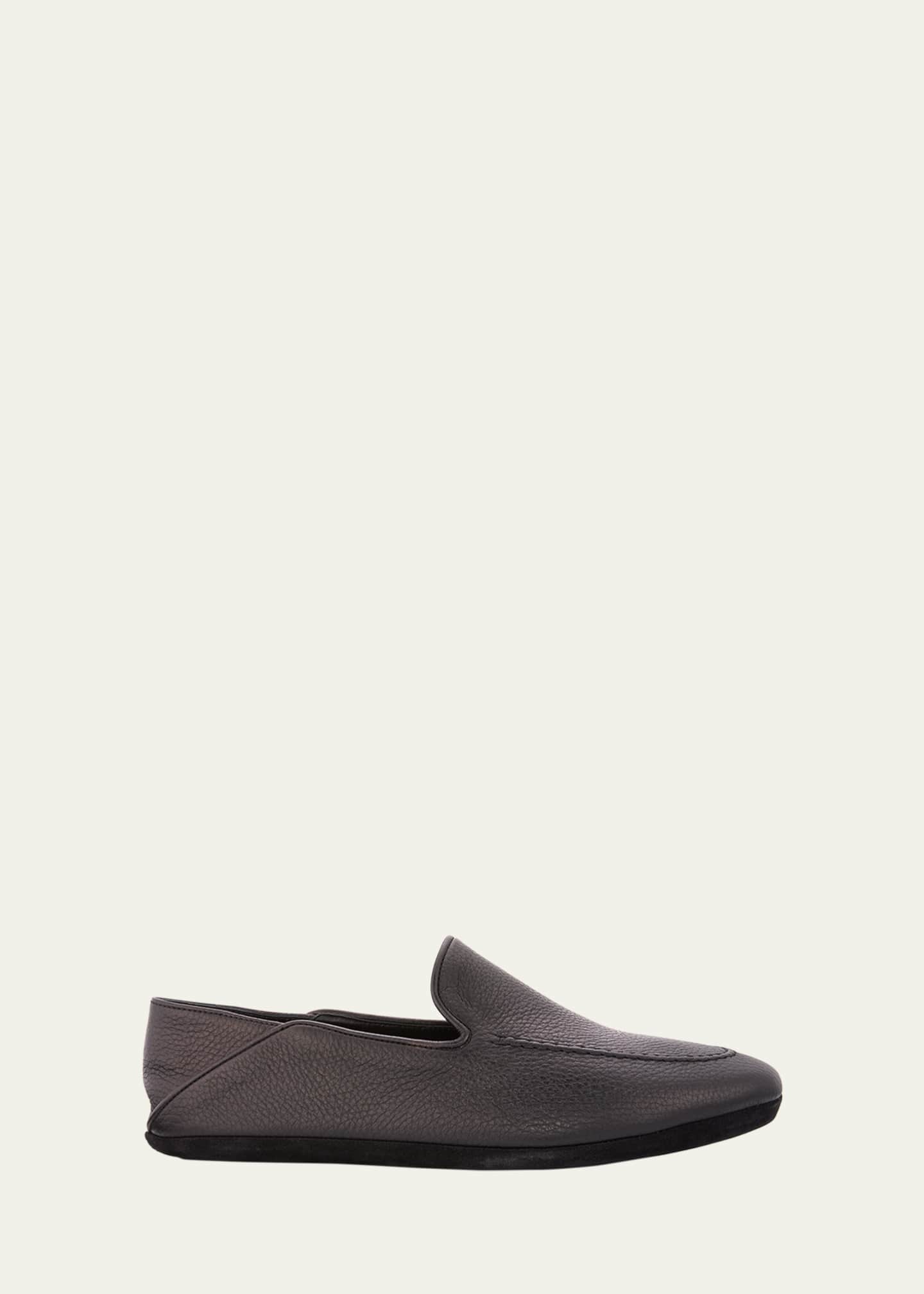 Bergdorf Goodman Men's Deerskin Leather Lounge Slippers Image 1 of 4