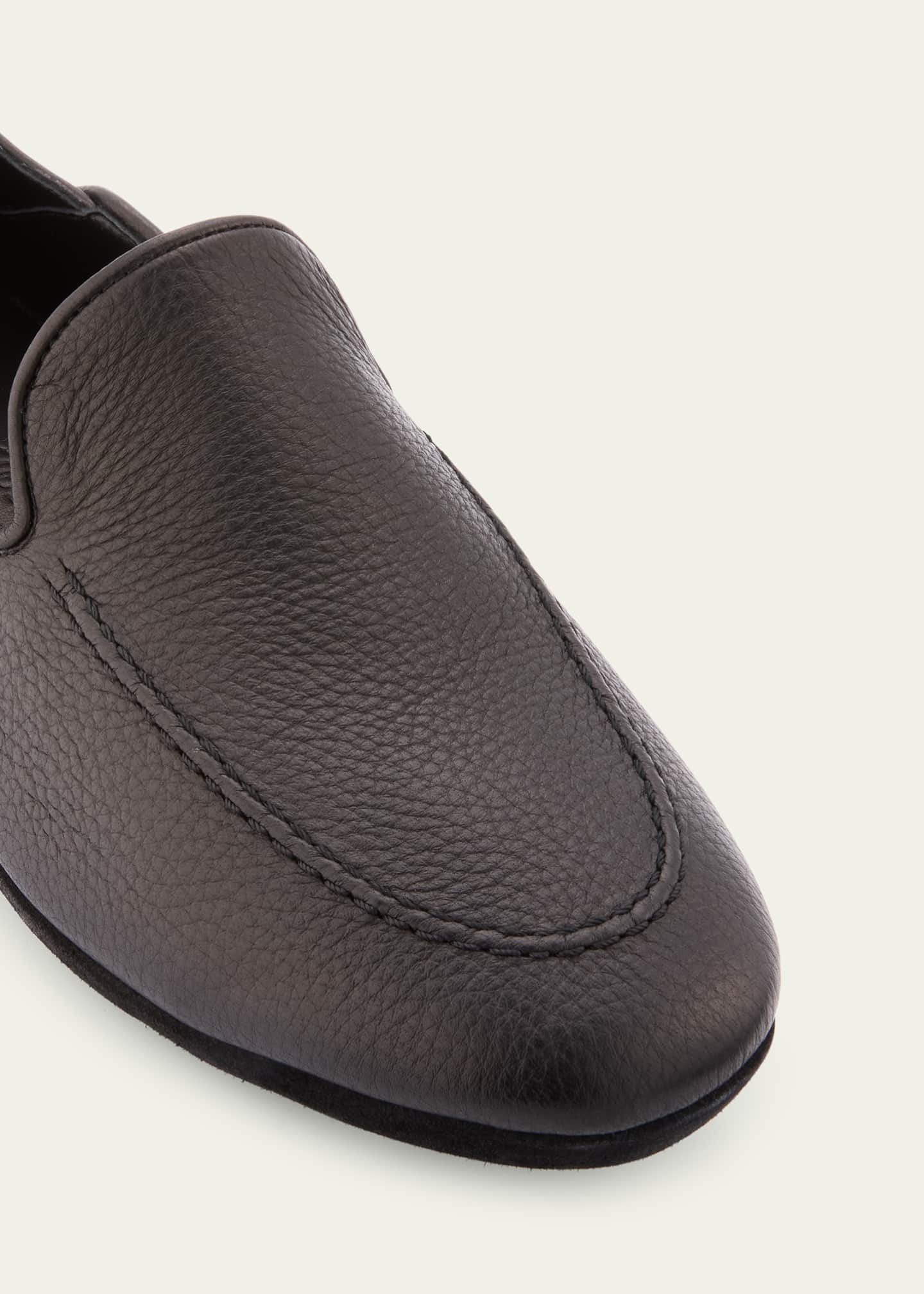 Bergdorf Goodman Men's Deerskin Leather Lounge Slippers Image 3 of 4