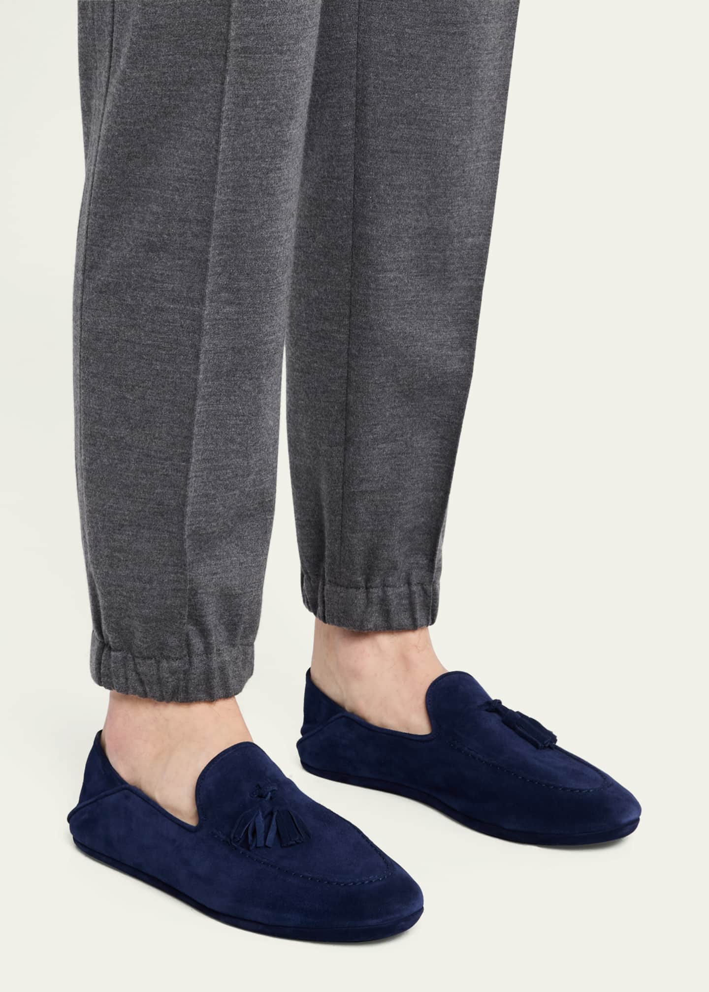 Bergdorf Goodman Men's Suede Tassel Lounge Slippers Image 2 of 6