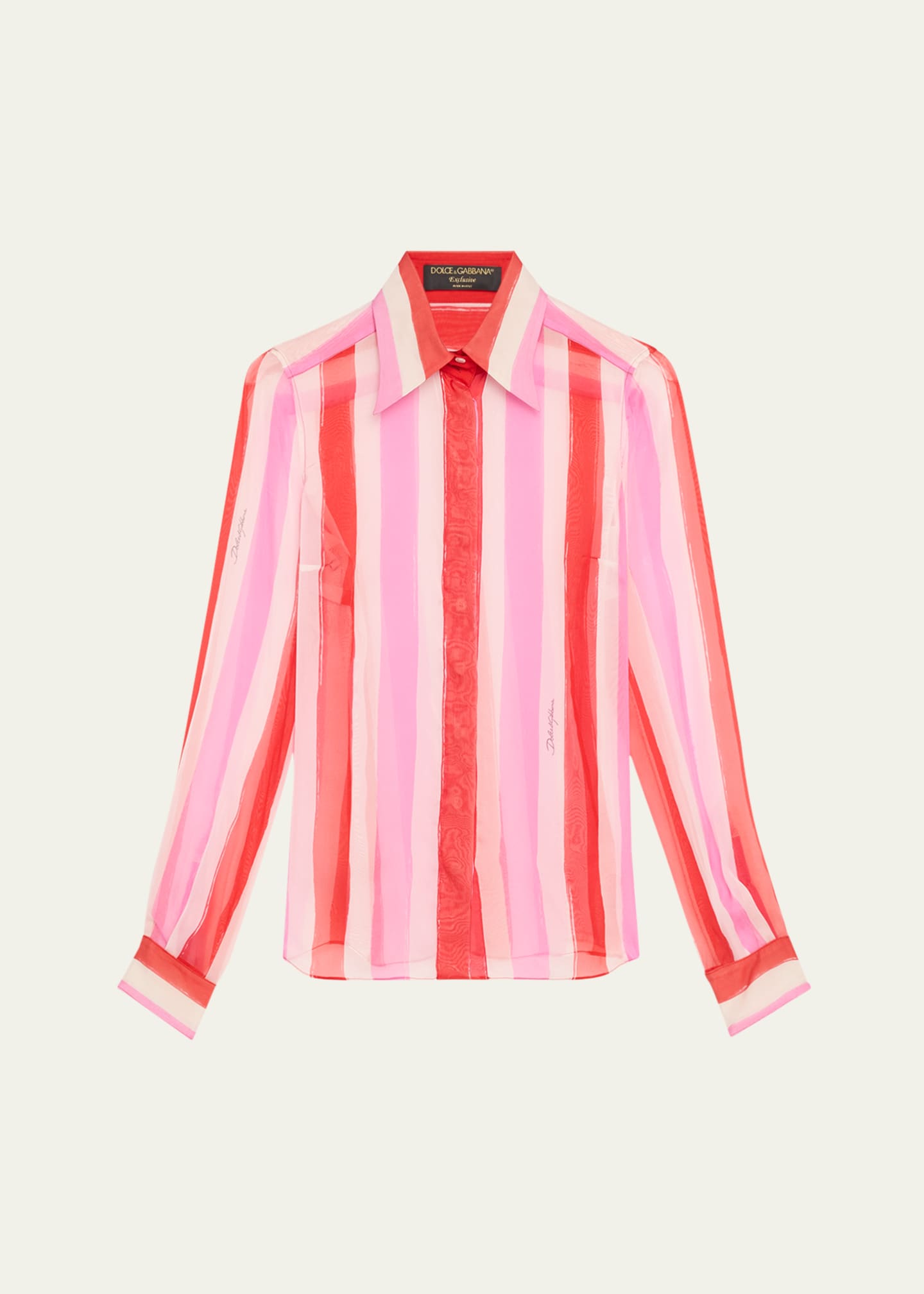 Dolce&Gabbana Stripe Button Down Chiffon Blouse Image 1 of 5