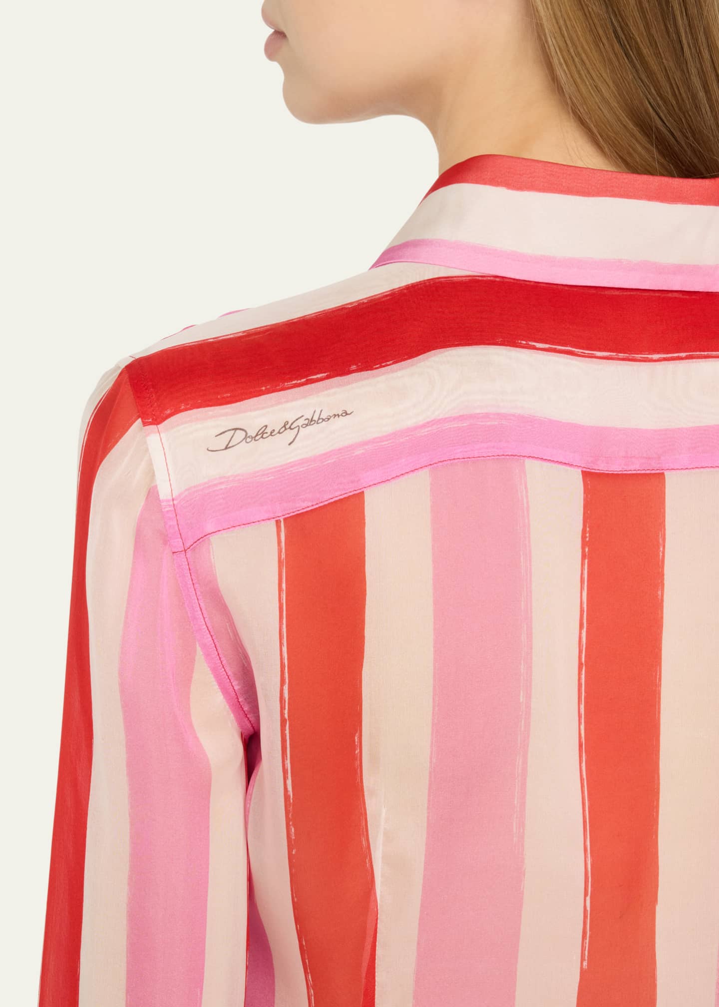 Dolce&Gabbana Stripe Button Down Chiffon Blouse Image 5 of 5