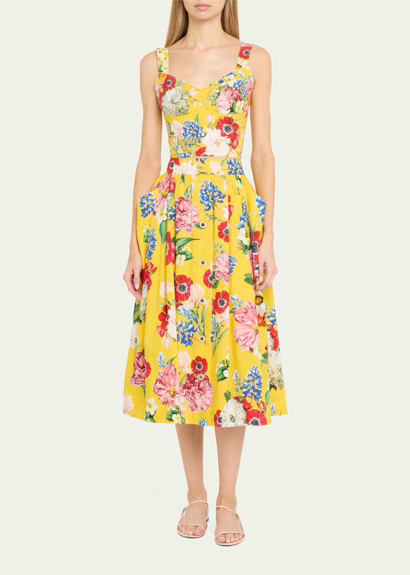 Dolce&Gabbana Floral Pleated Poplin Midi Skirt Image 2 of 5