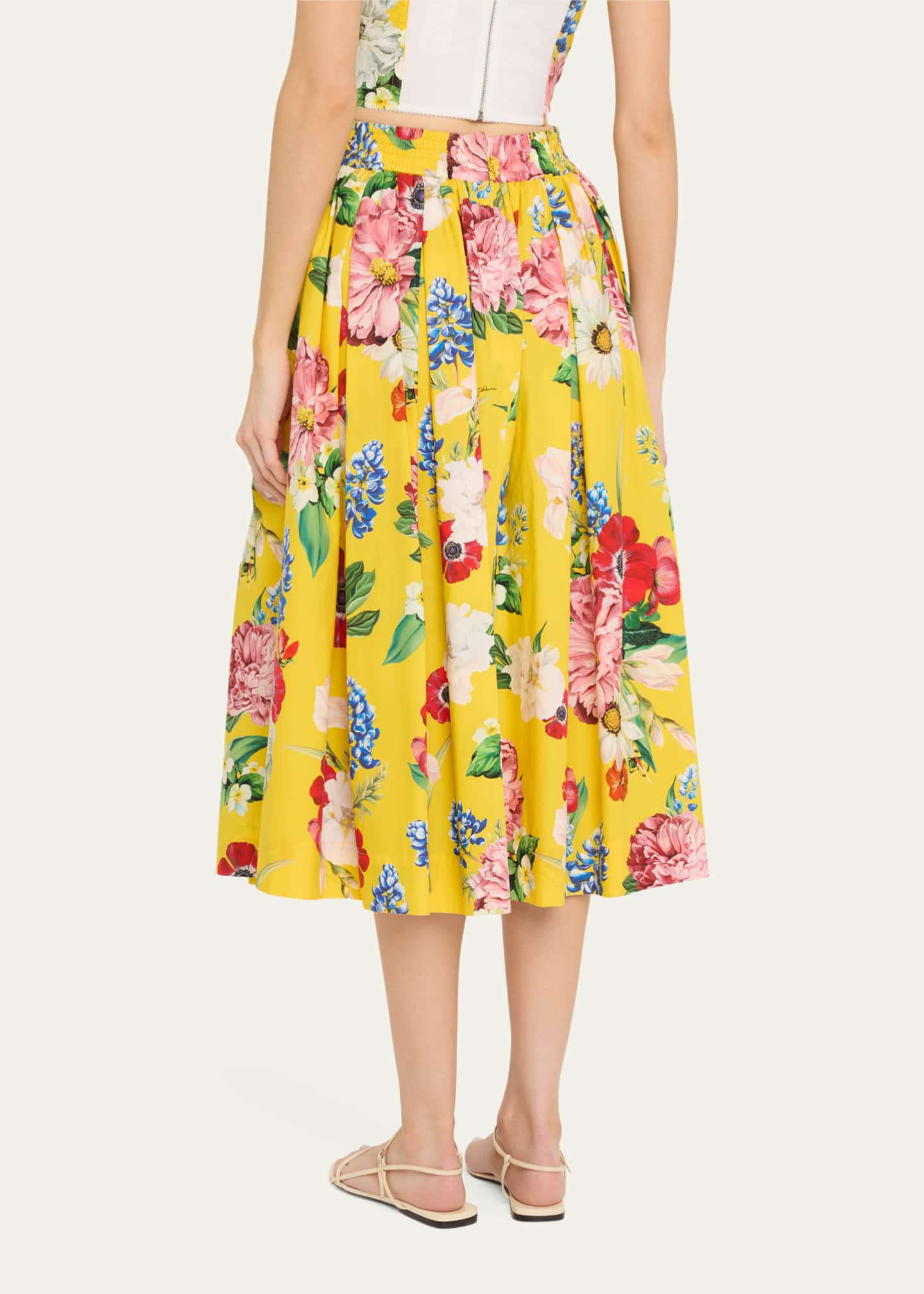 Dolce&Gabbana Floral Pleated Poplin Midi Skirt Image 3 of 5