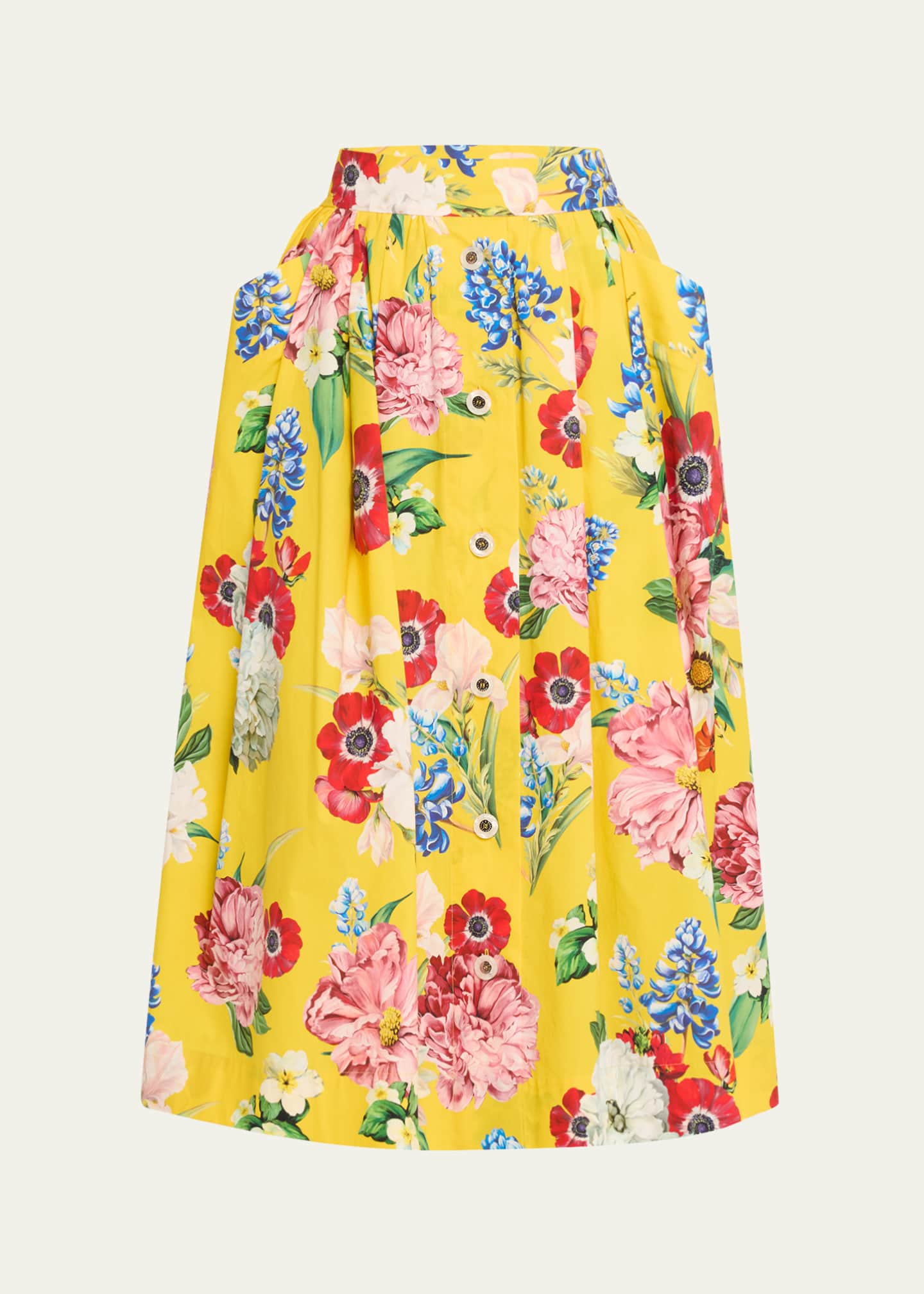 Dolce&Gabbana Floral Pleated Poplin Midi Skirt Image 1 of 5