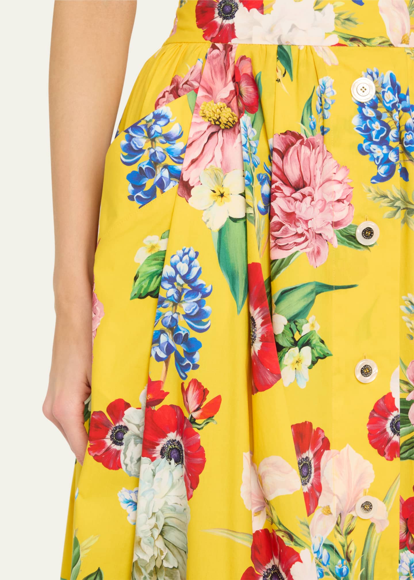 Dolce&Gabbana Floral Pleated Poplin Midi Skirt Image 5 of 5