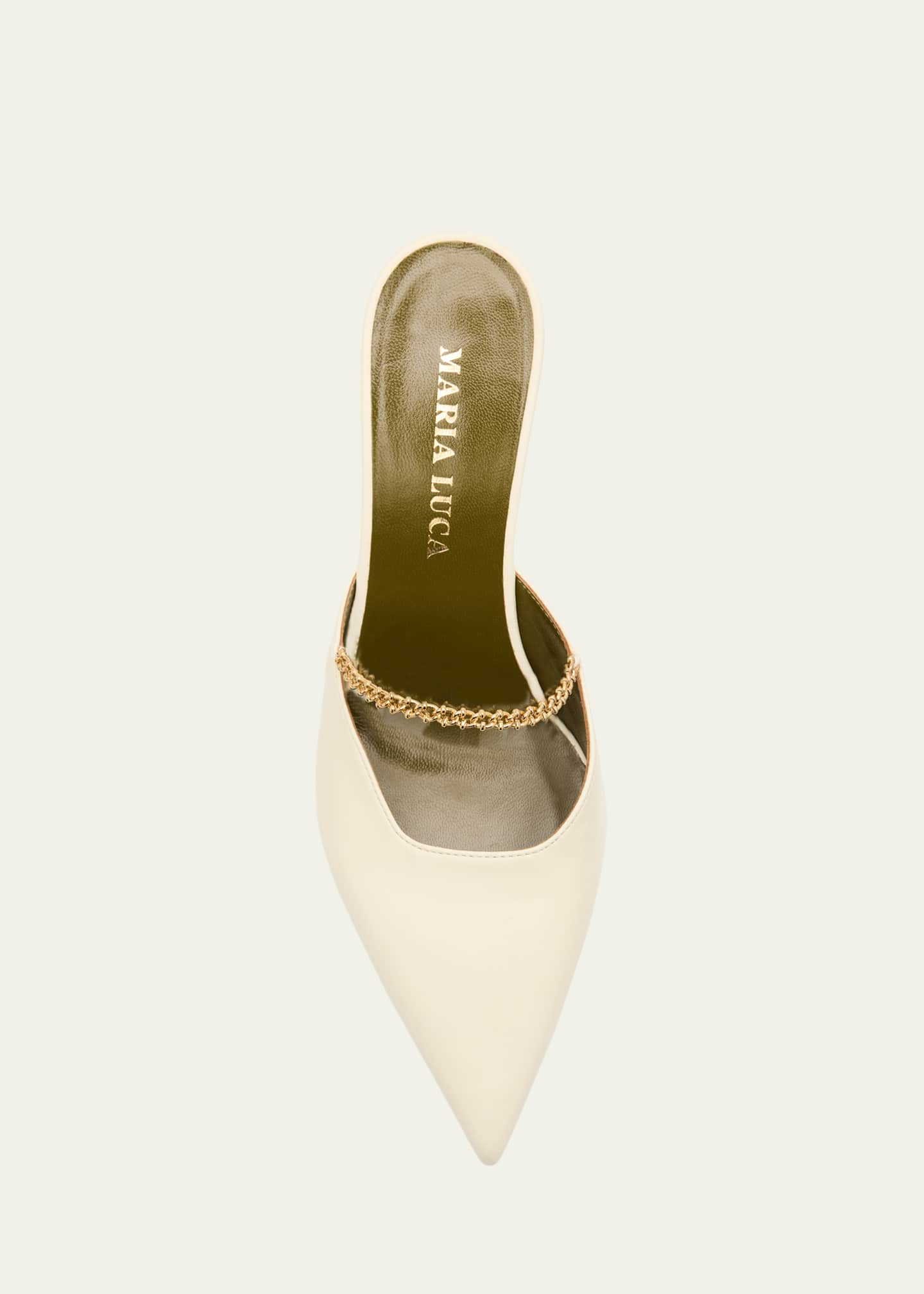 Maria Luca Leather Chain Kitten Mule Pumps - Bergdorf Goodman
