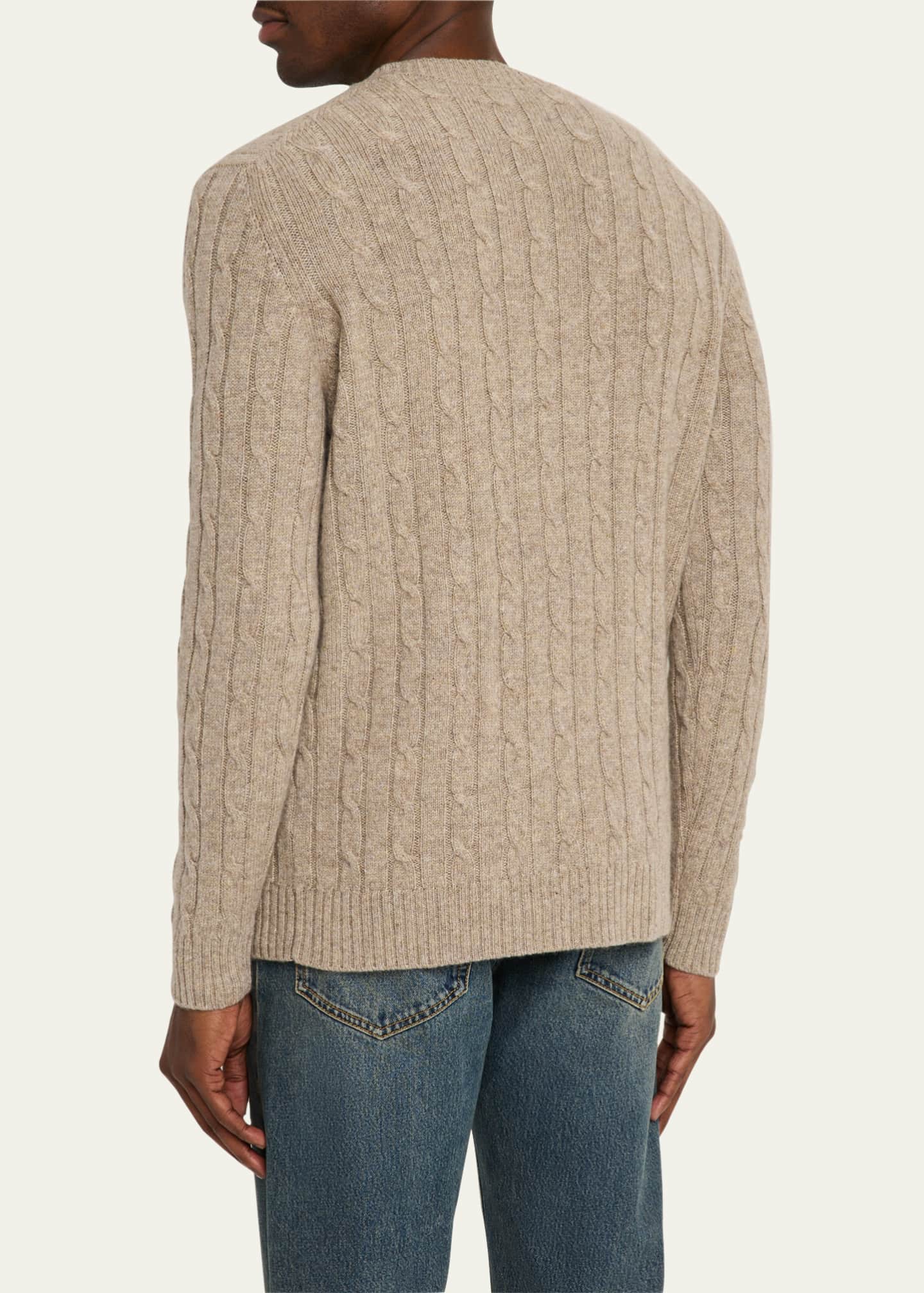 Bergdorf Goodman Men's Cashmere Cable Knit Crewneck Sweater Image 3 of 5