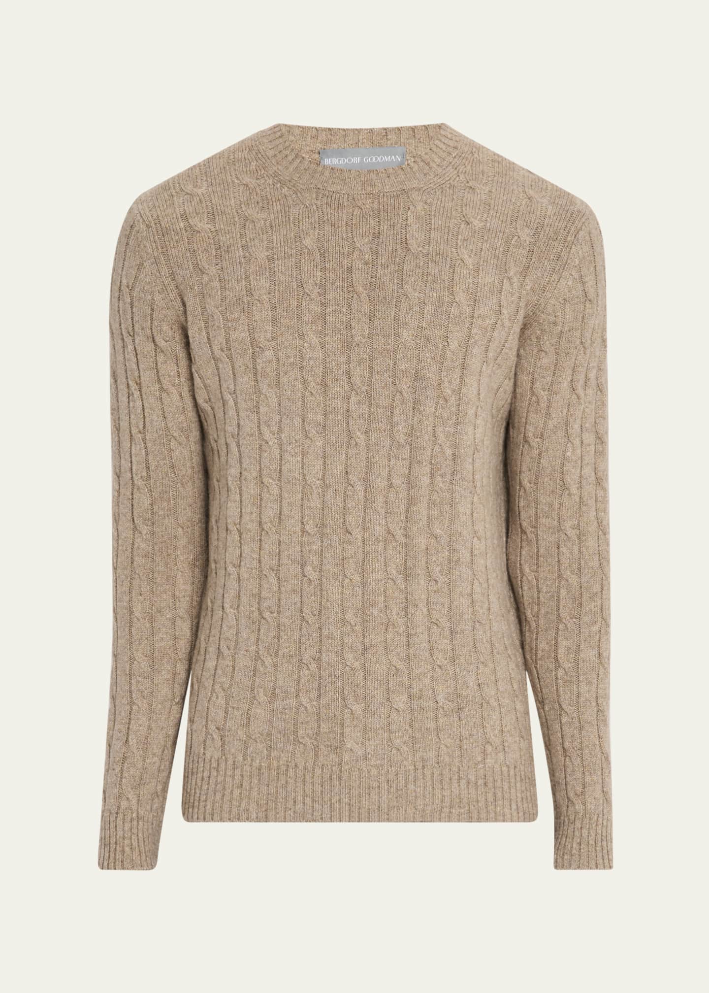Bergdorf Goodman Men's Cashmere Cable Knit Crewneck Sweater Image 1 of 5