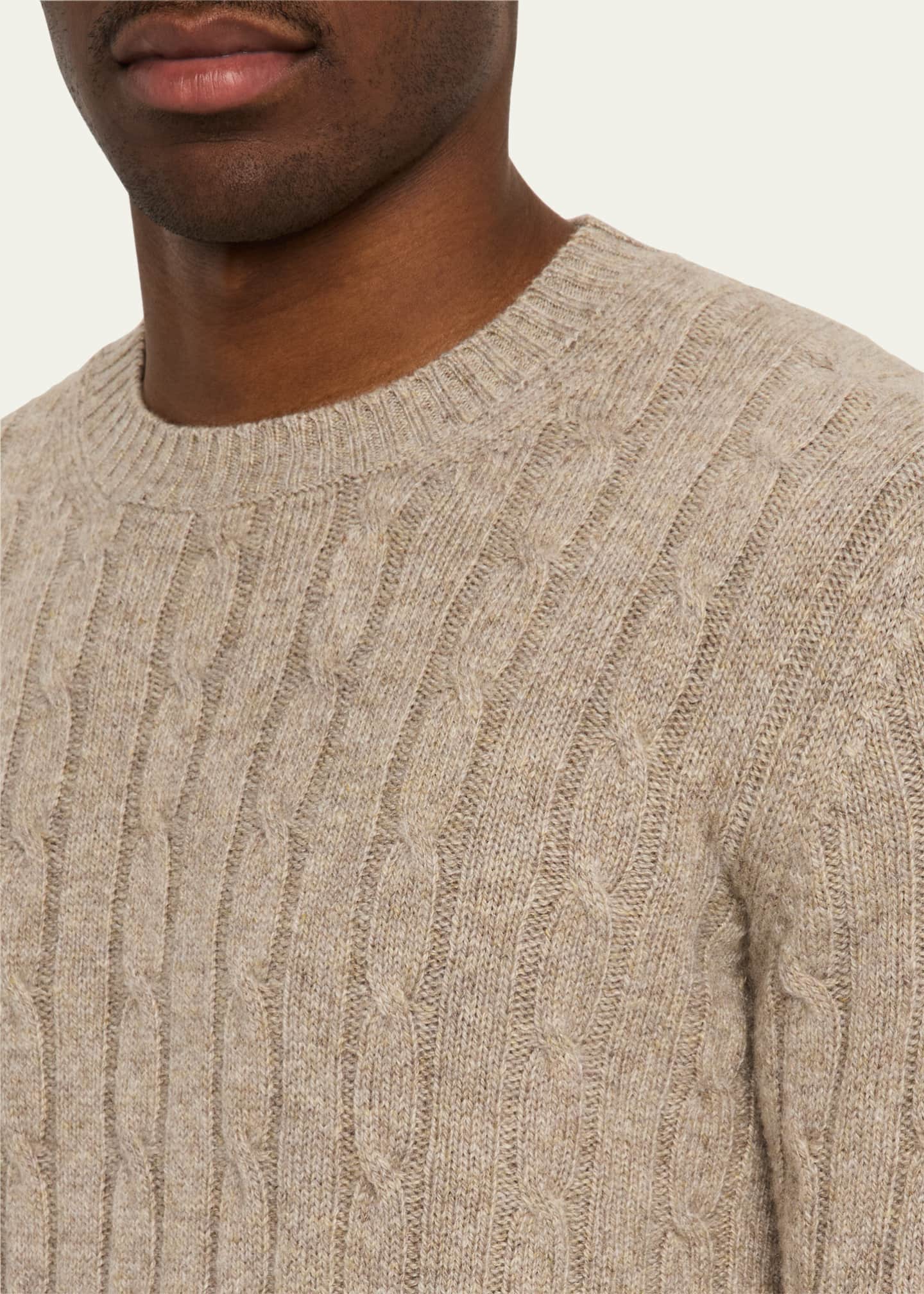 Bergdorf Goodman Men's Cashmere Cable Knit Crewneck Sweater Image 5 of 5
