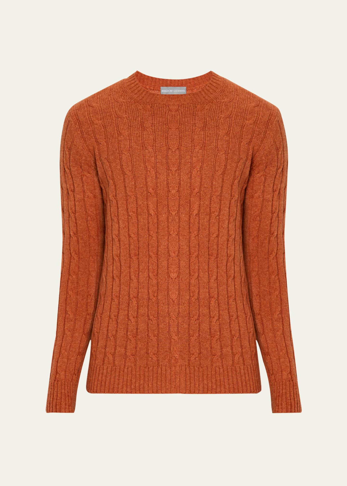 Bergdorf Goodman Men's Cashmere Cable Knit Crewneck Sweater Image 1 of 5