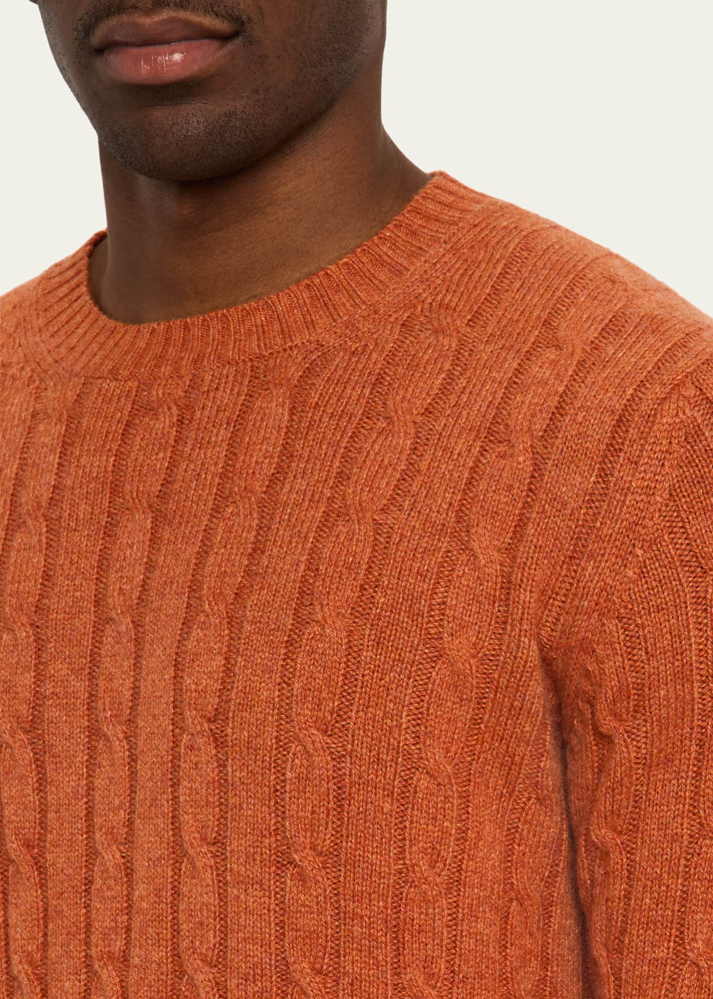 Bergdorf Goodman Men's Cashmere Cable Knit Crewneck Sweater Image 5 of 5