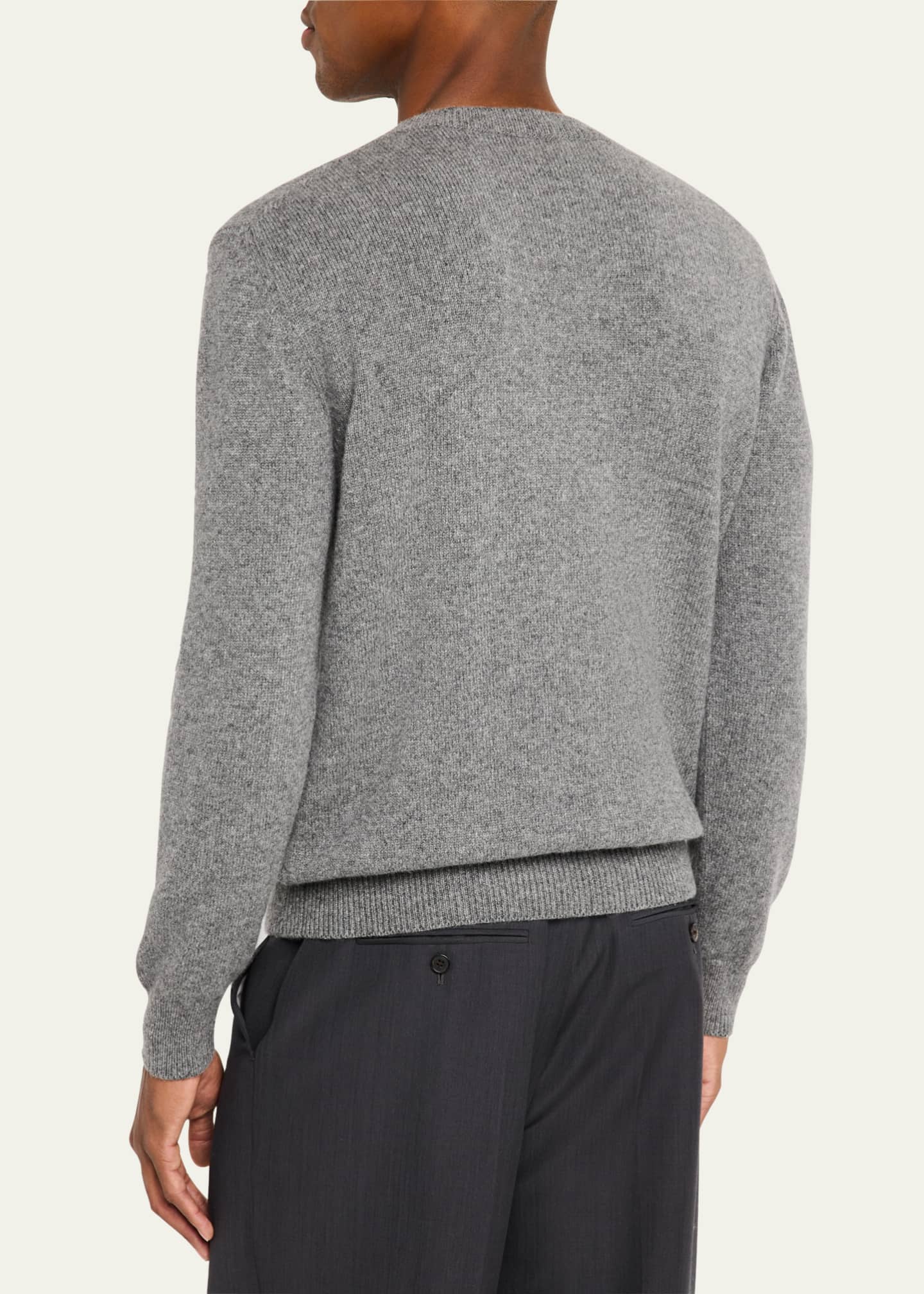 Bergdorf Goodman Men's Jersey Stitch Cashmere Crewneck Sweater Image 3 of 5