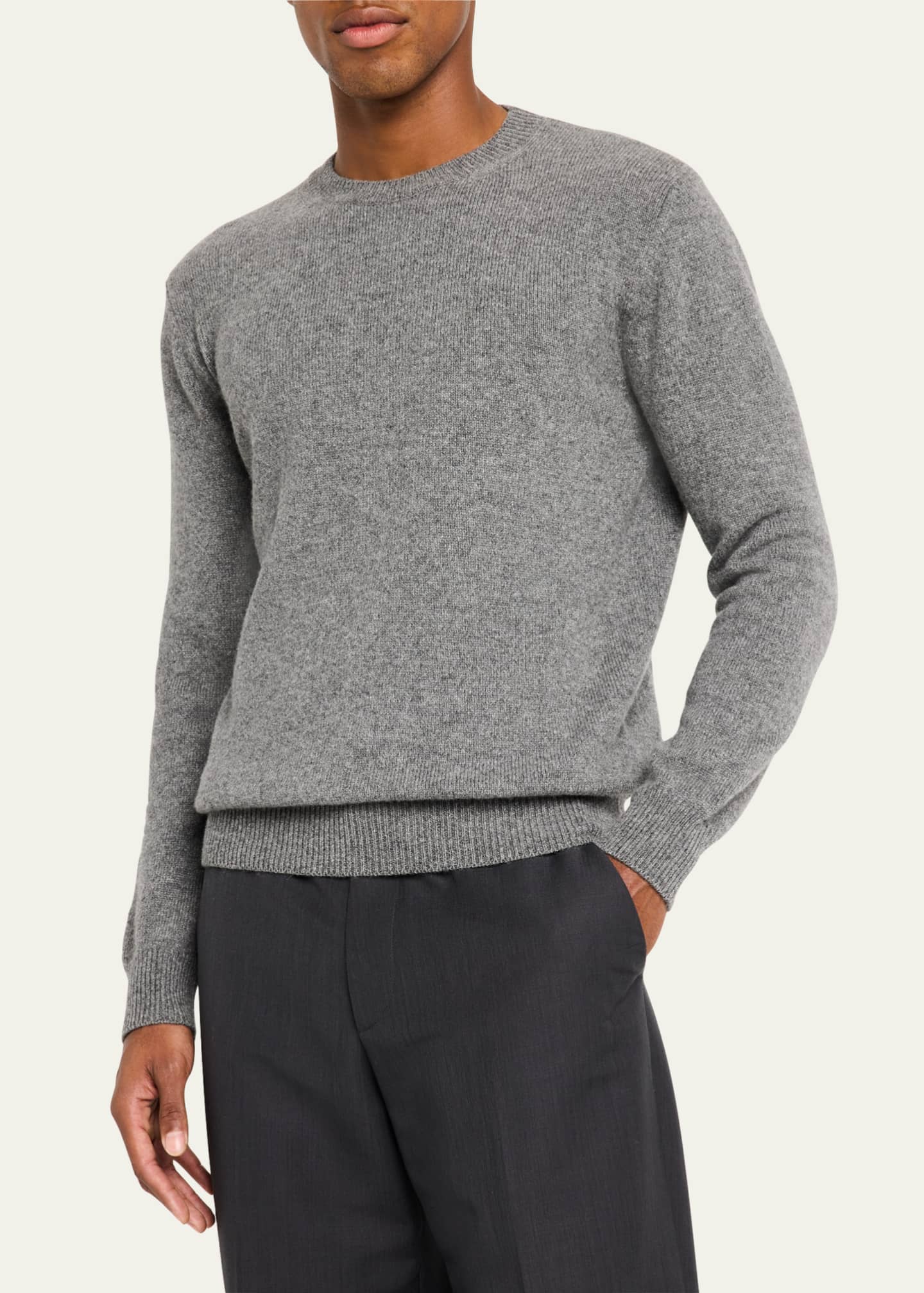 Bergdorf Goodman Men's Jersey Stitch Cashmere Crewneck Sweater Image 4 of 5