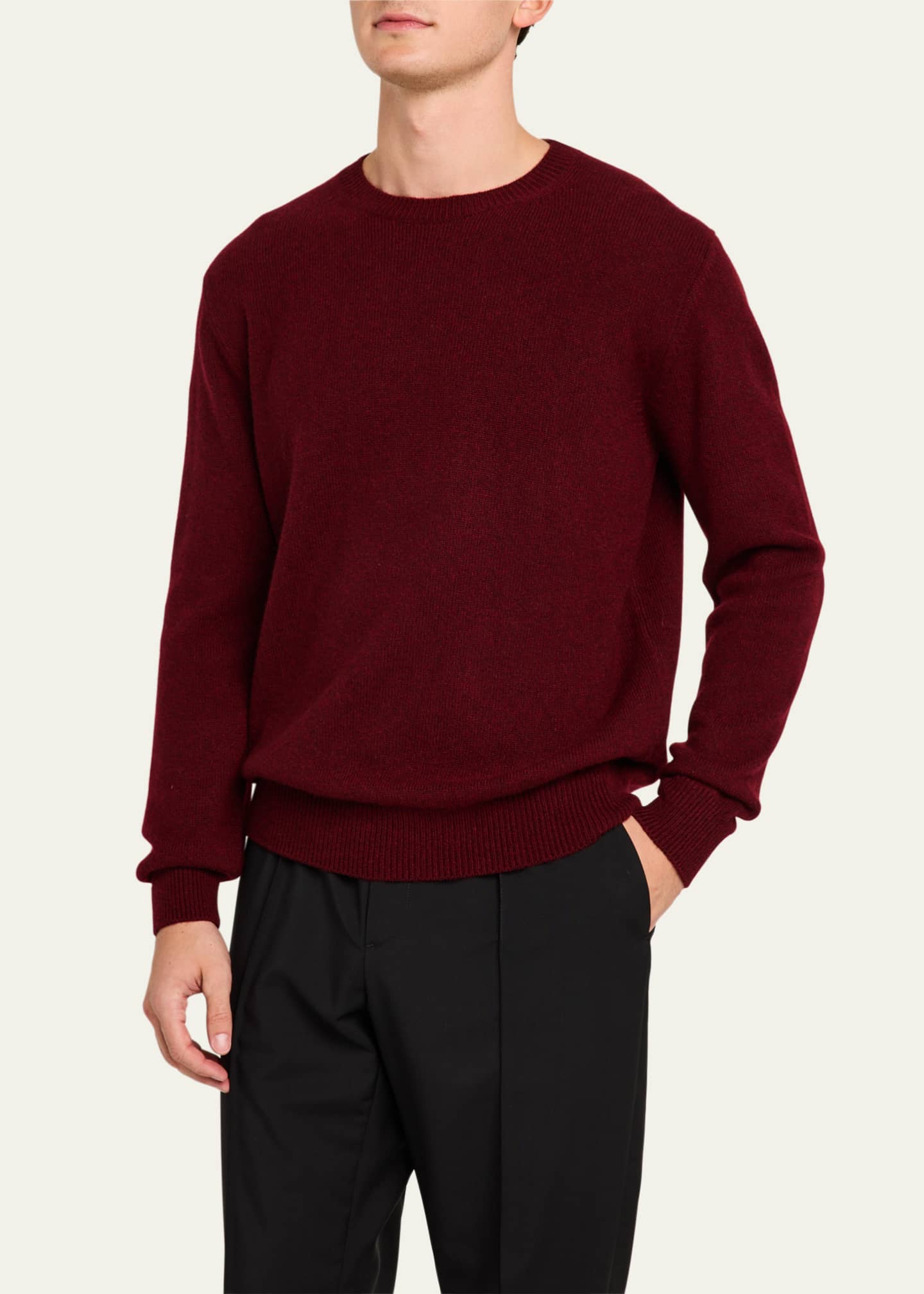 Men's Jersey Stitch Cashmere Crewneck Sweater - Thumbnail 4