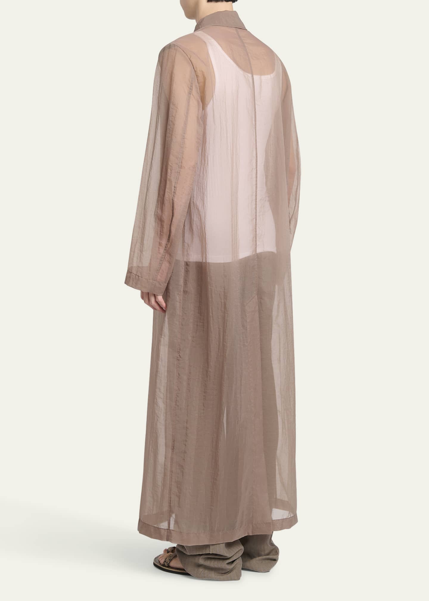 Dries Van Noten Men's Rankles Sheer Long Coat Image 3 of 5