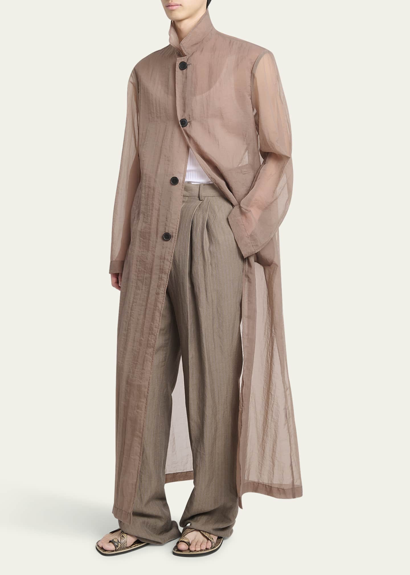 Dries Van Noten Men's Rankles Sheer Long Coat Image 4 of 5
