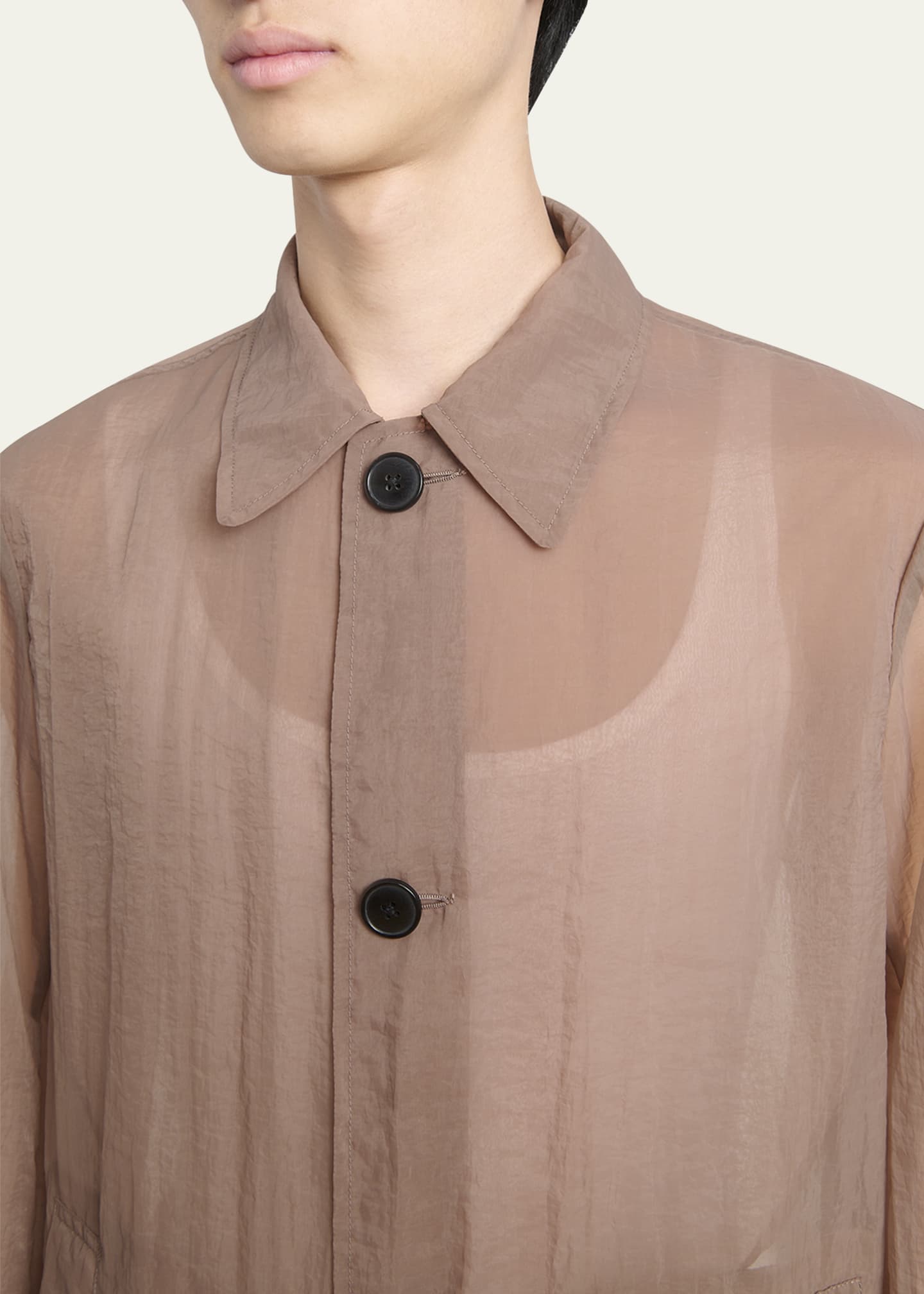 Dries Van Noten Men's Rankles Sheer Long Coat Image 5 of 5