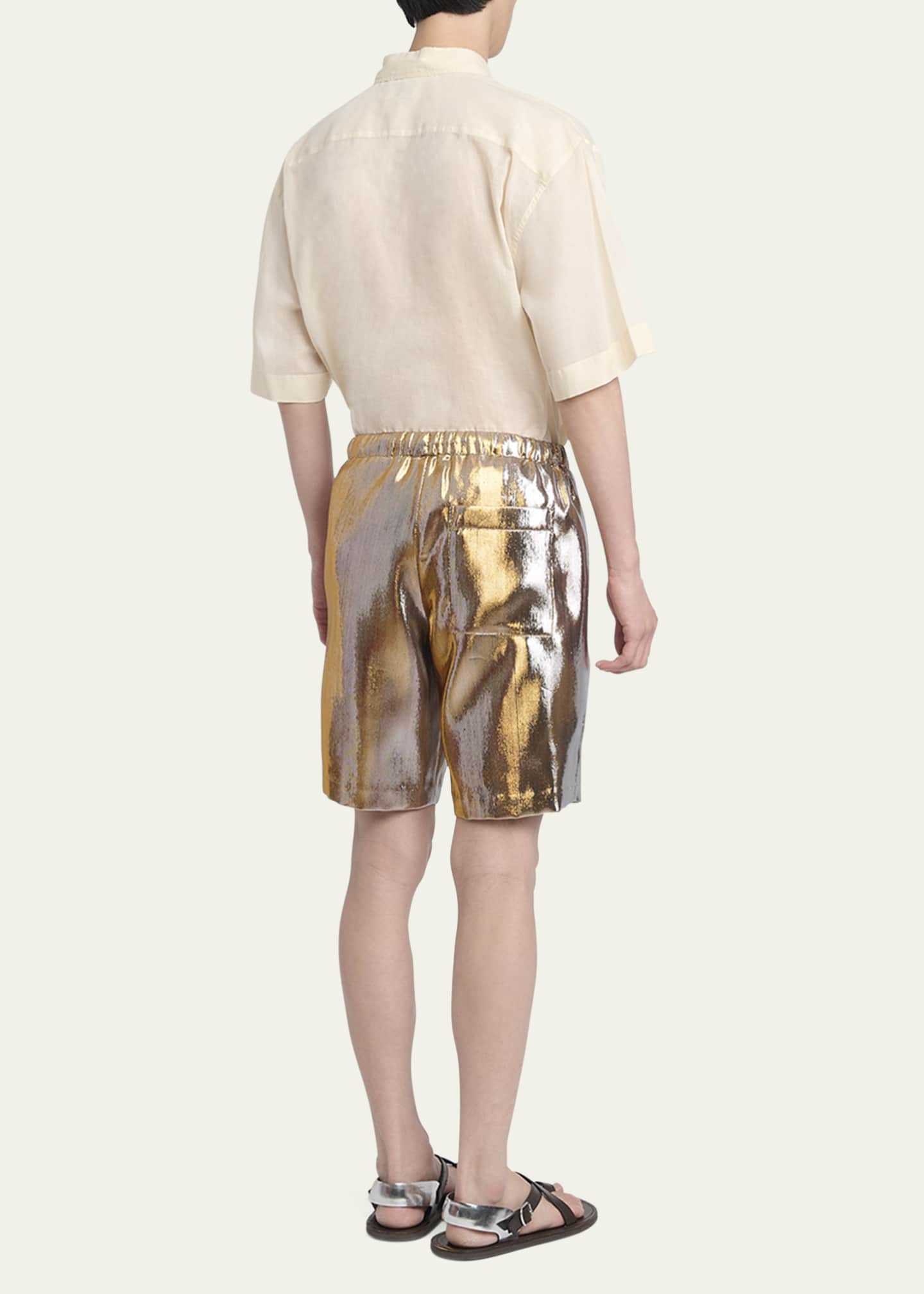 Dries Van Noten Men's Piperi Metallic Shorts Image 2 of 4