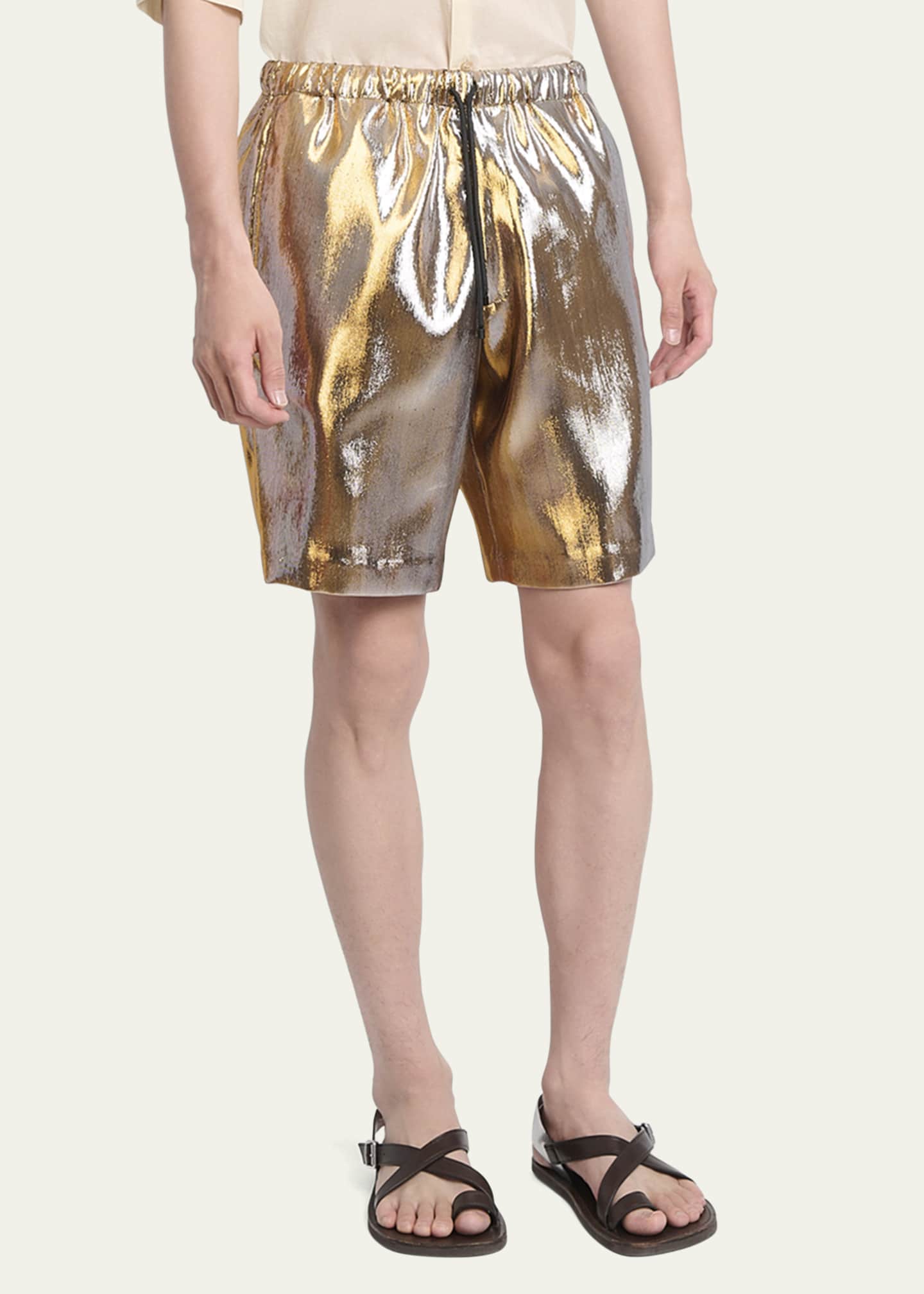 Dries Van Noten Men's Piperi Metallic Shorts Image 3 of 4