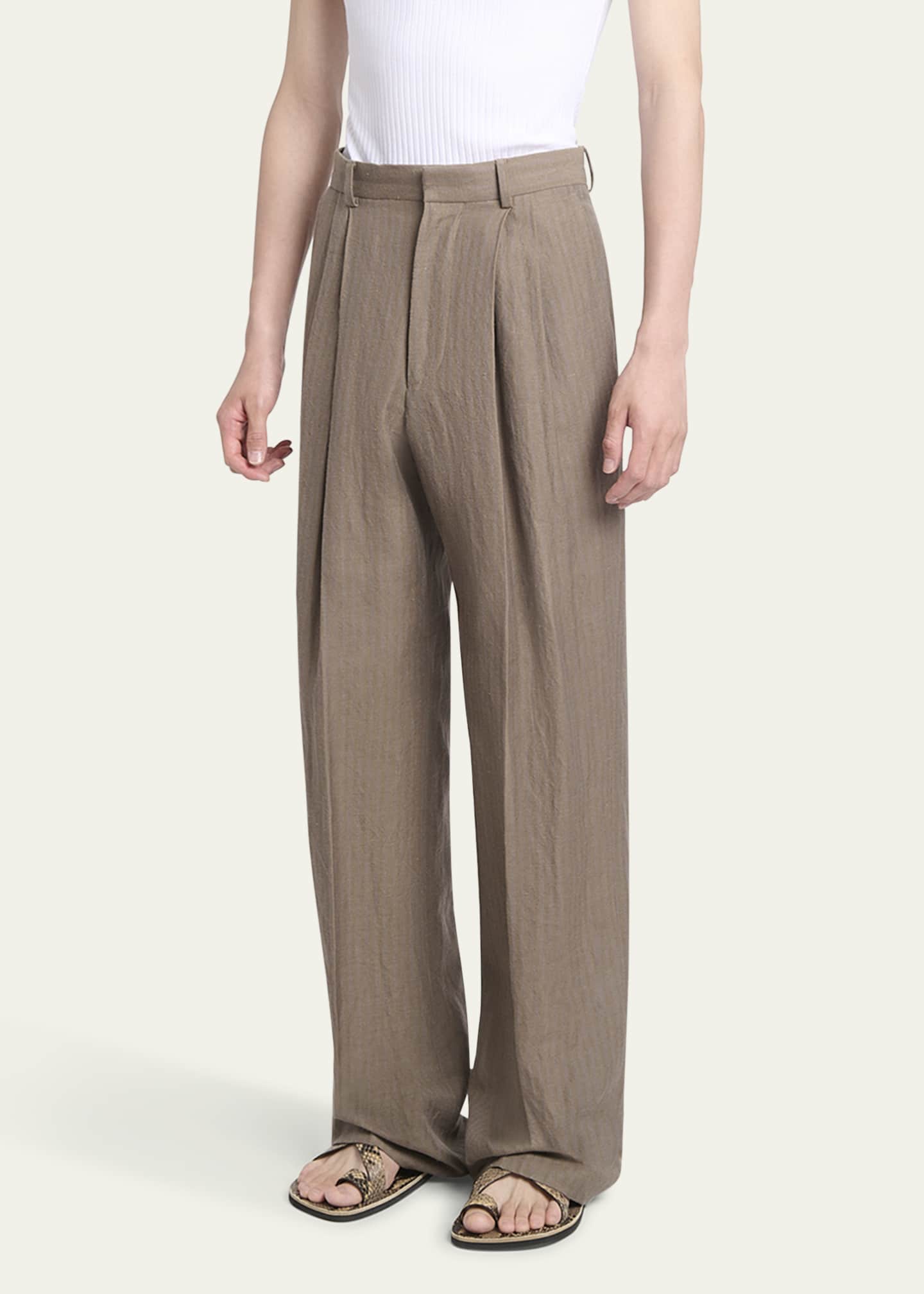Dries Van Noten Men's Panrom Pleated Stripe Pants Image 4 of 5
