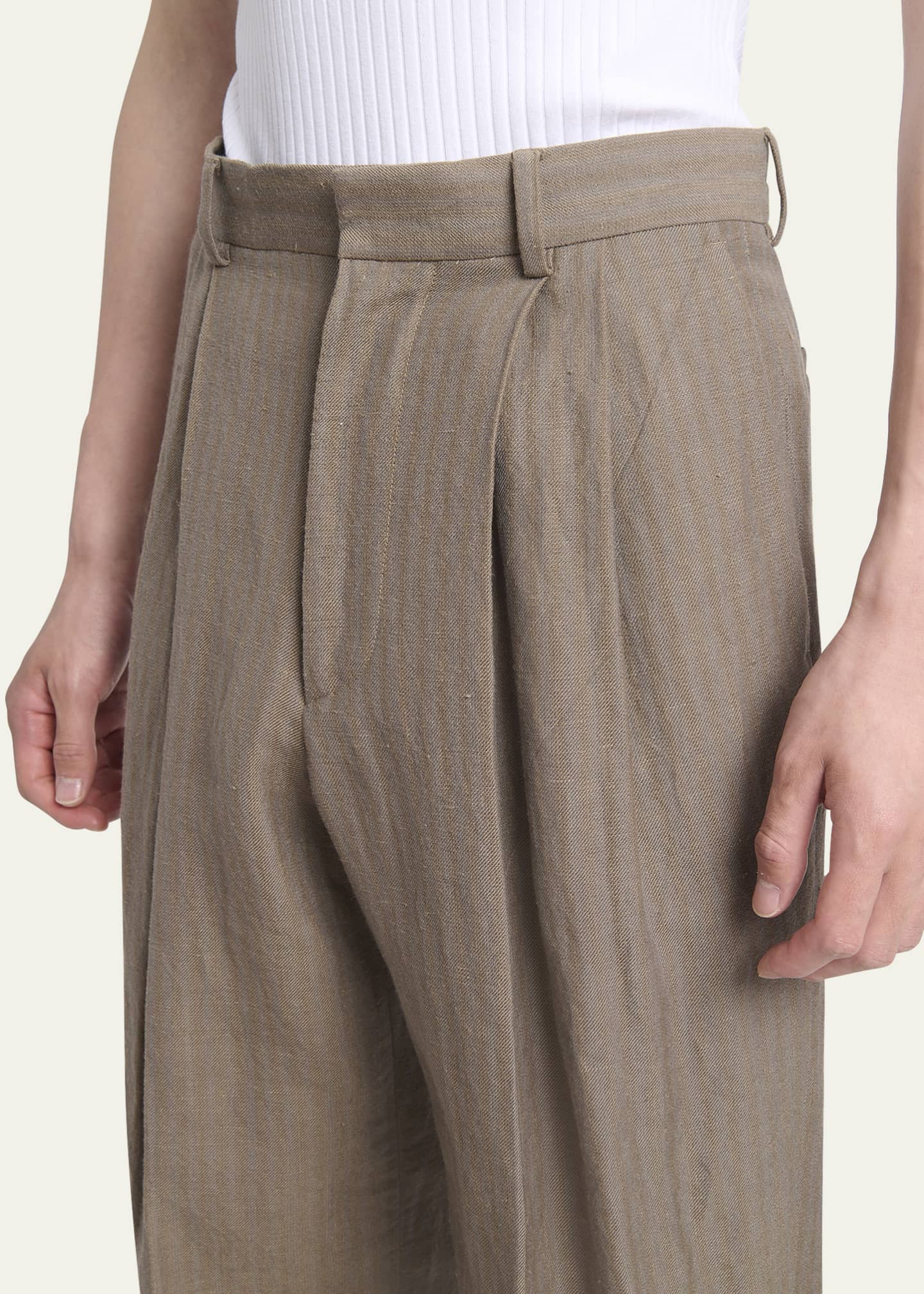 Dries Van Noten Men's Panrom Pleated Stripe Pants Image 5 of 5