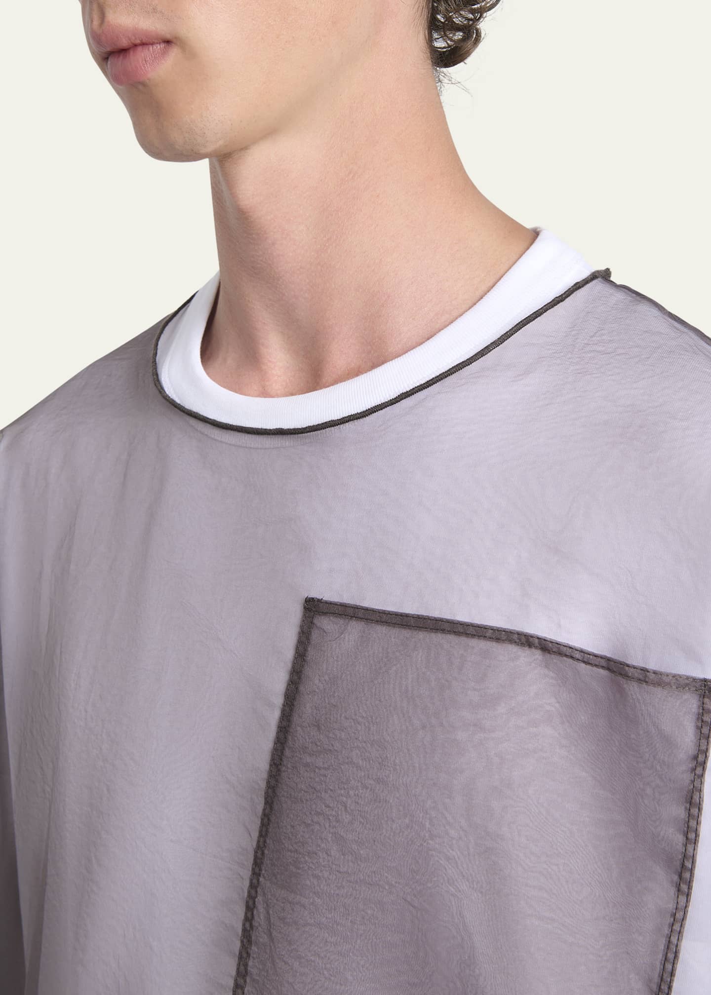 Dries Van Noten Heaton ダブルレイヤー 半袖Tシャツ ホワイト Dries Van Noten Men's Heaton Double-Layer T-Shirt - Bergdorf