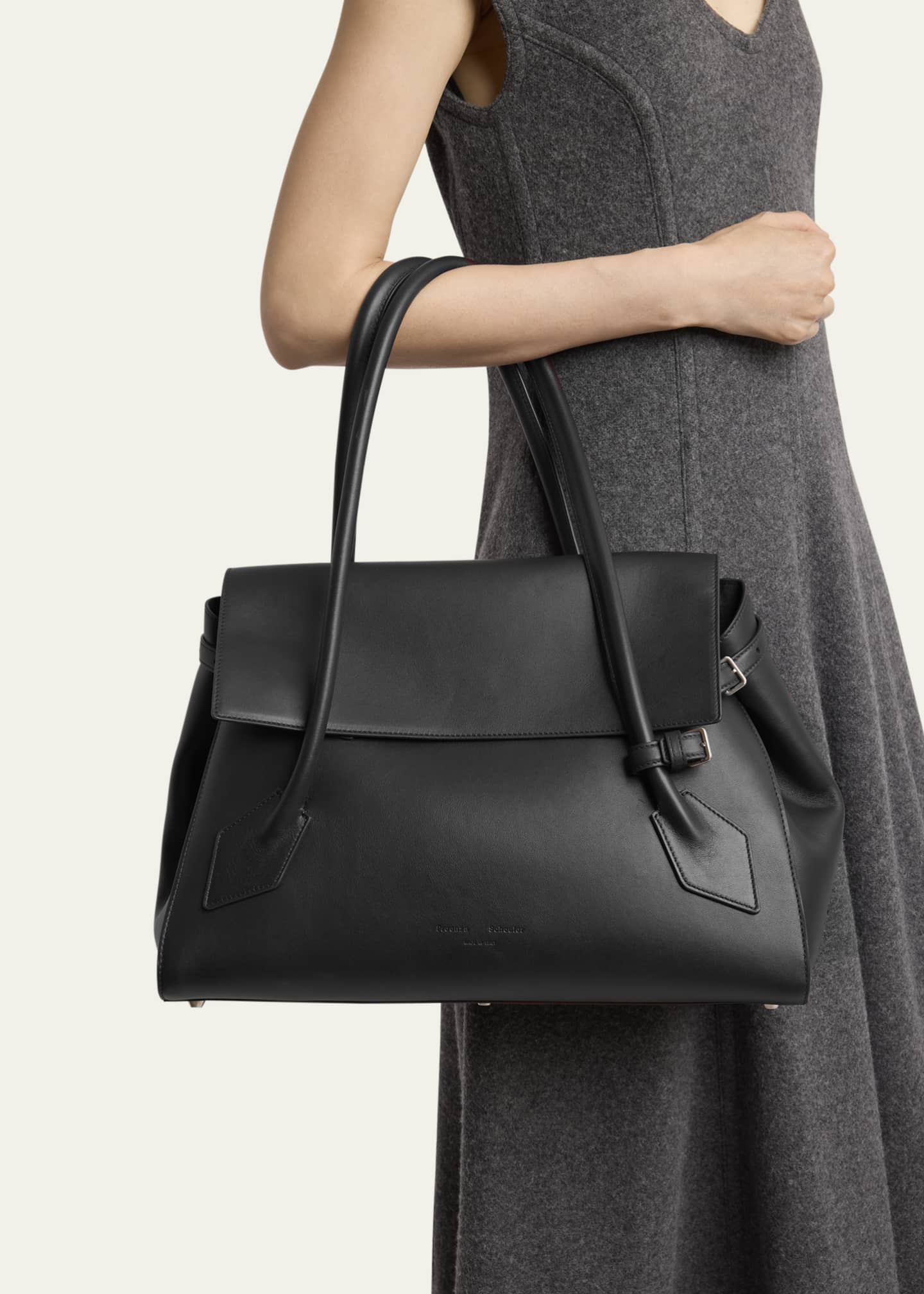 Tate Calf Leather Top-Handle Bag