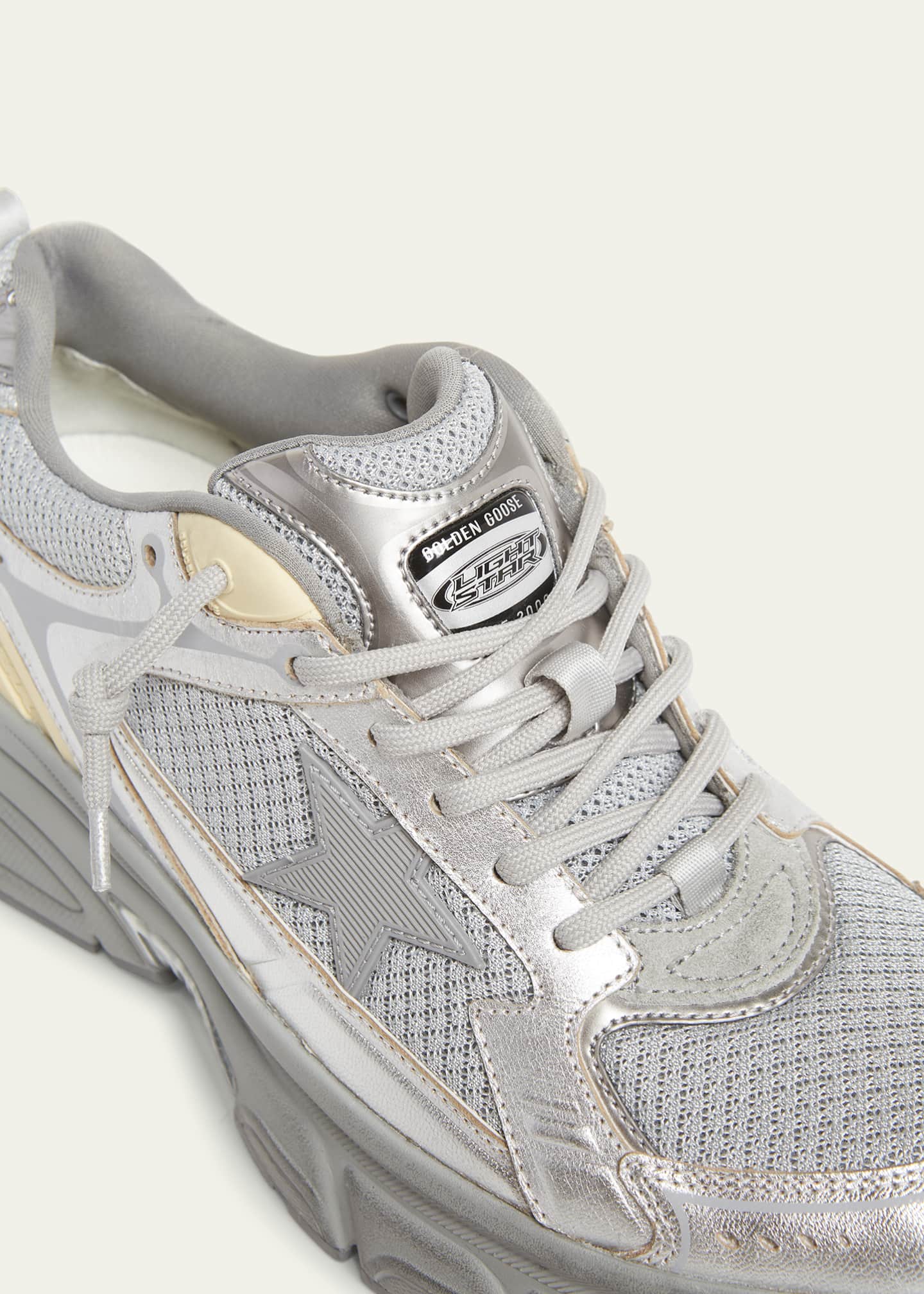 Golden Goose Men's Lightstar Mesh and Leather Runner