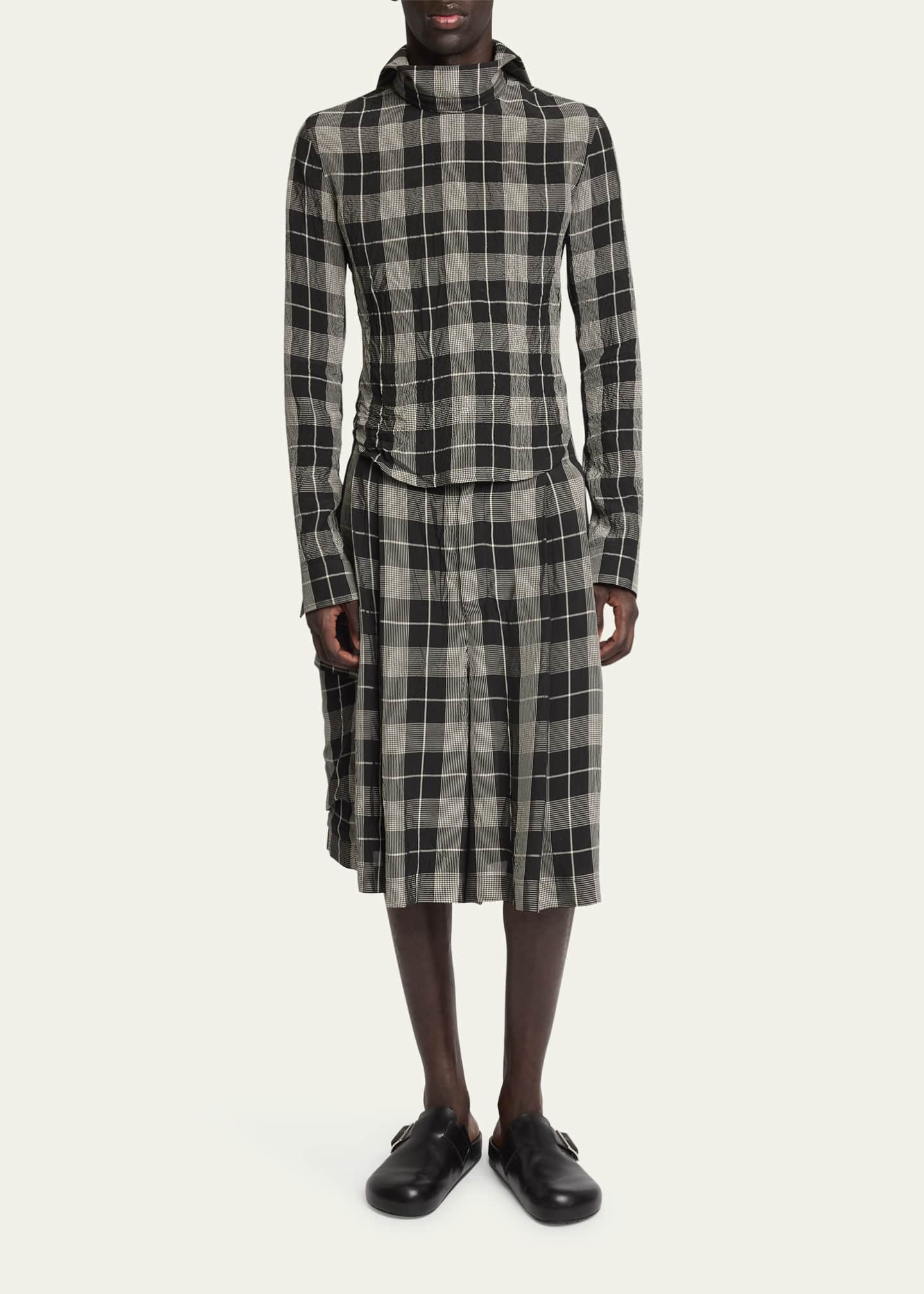 Loewe Men's Pleated Check Shorts Image 2 of 5