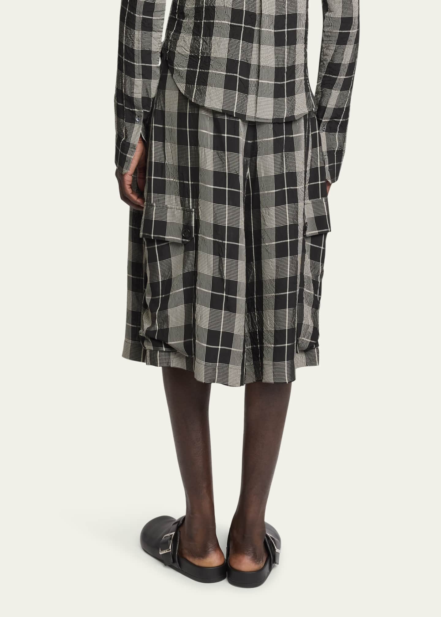 Loewe Men's Pleated Check Shorts Image 3 of 5