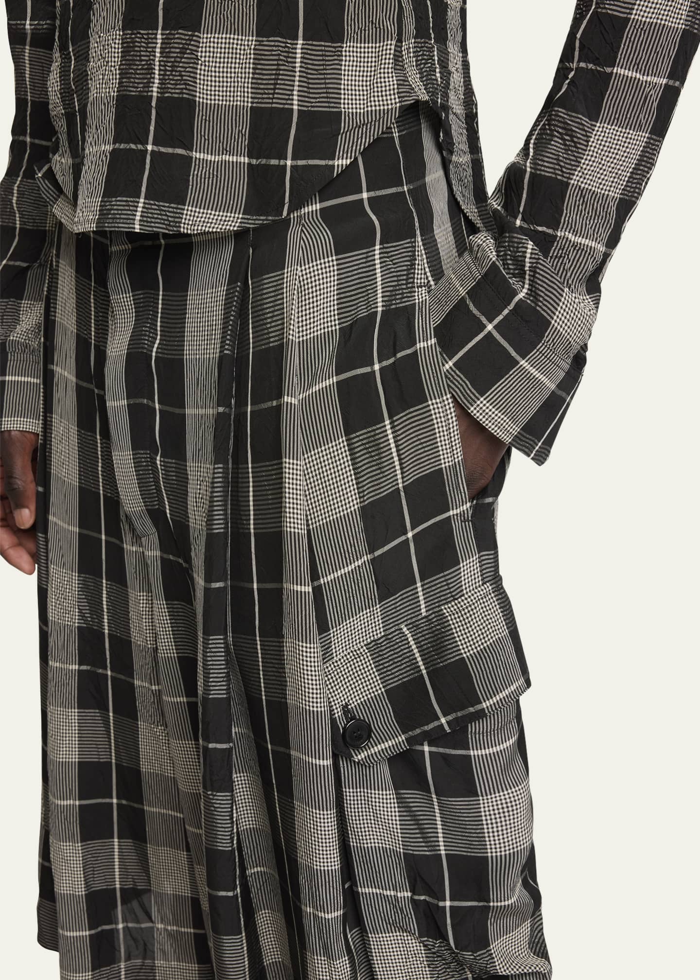 Loewe Men's Pleated Check Shorts Image 5 of 5