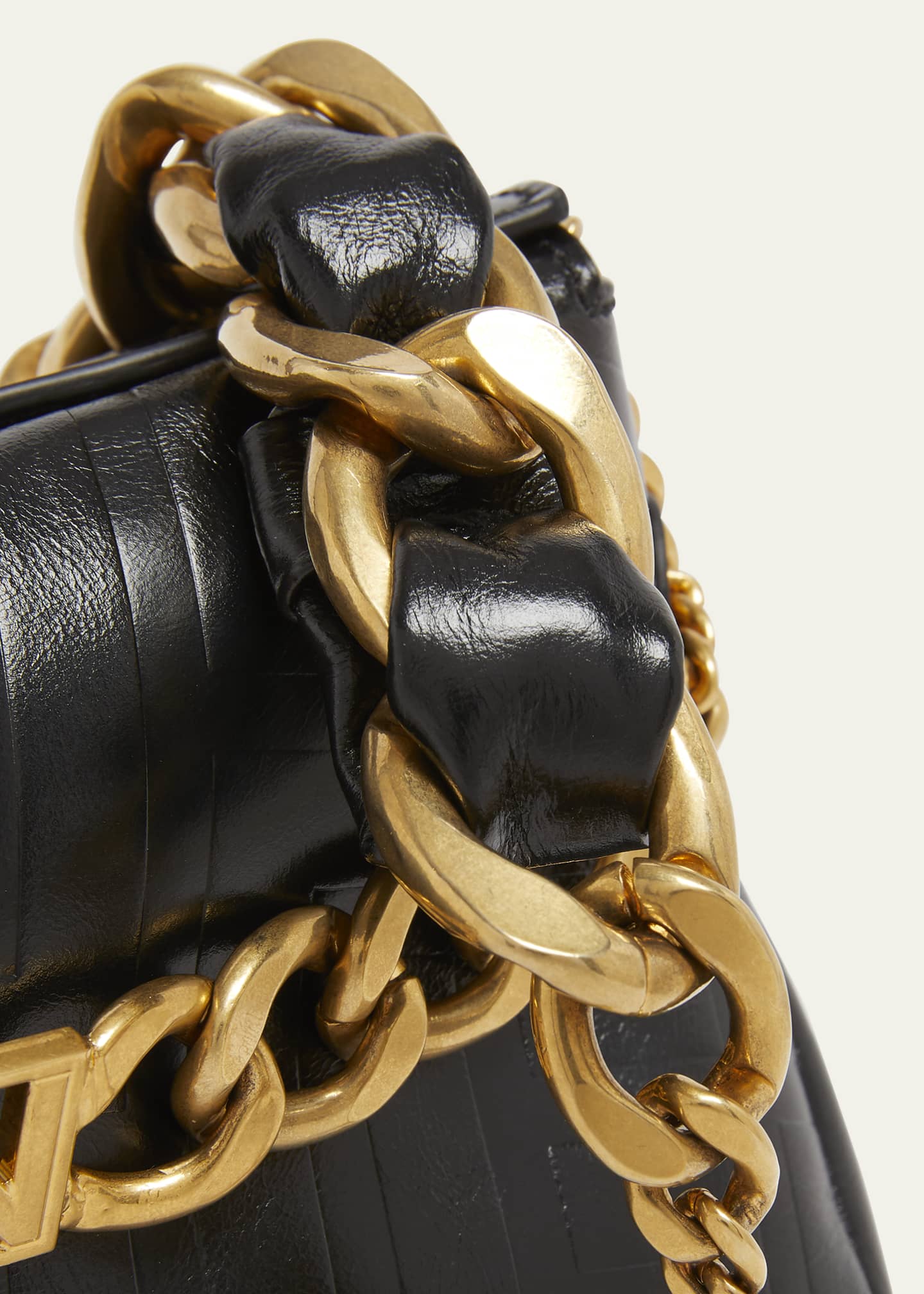 Balmain 1945 Pouch Crossbody Bag in PB Embossed Crinkle Leather Image 6 of 6