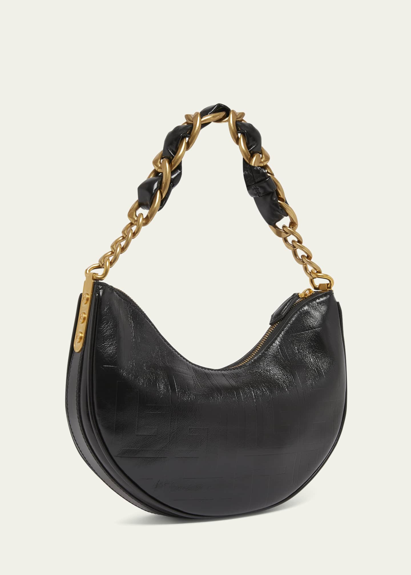 Balmain 1945 Moon Shoulder Bag in PB Embossed Crinkle Leather Image 3 of 6