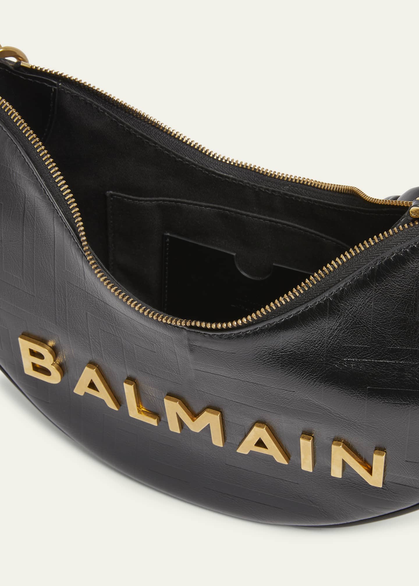 Balmain 1945 Moon Shoulder Bag in PB Embossed Crinkle Leather Image 4 of 6