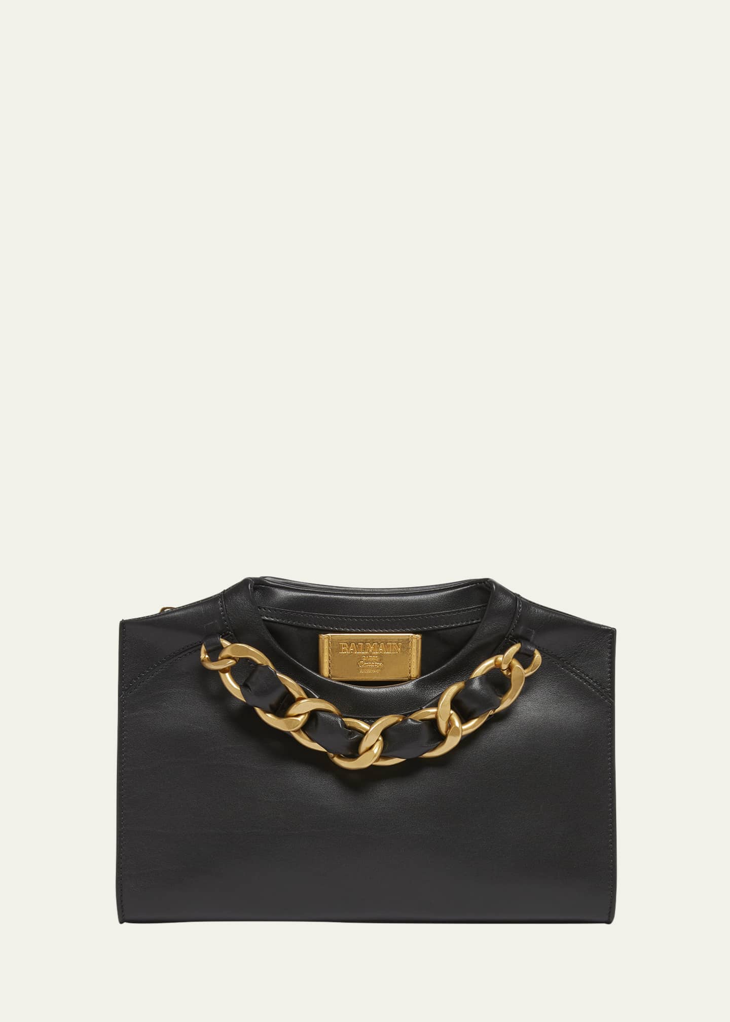 Balmain Crewneck T-Shirt Pouch Clutch Bag in Calfskin Image 1 of 6