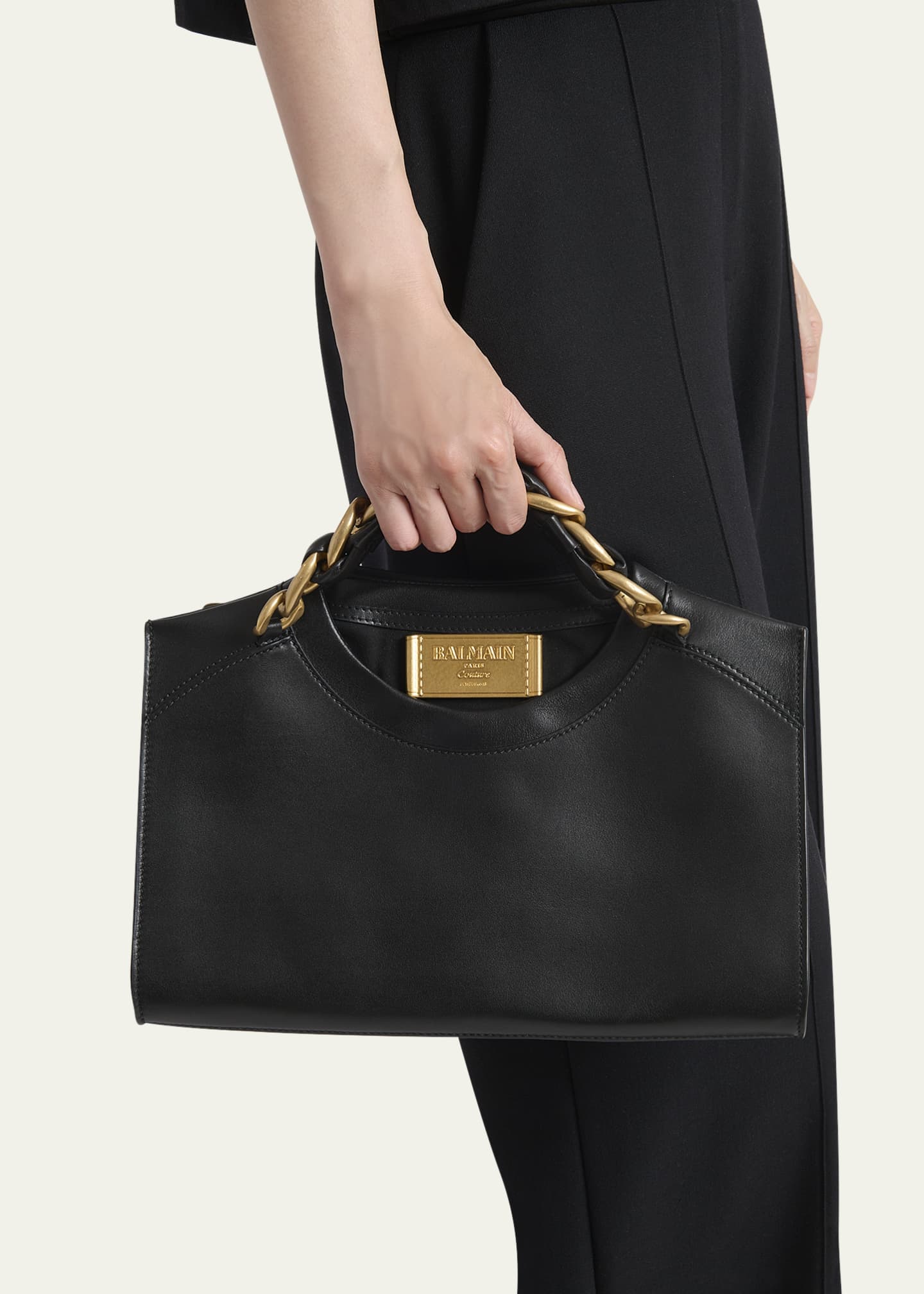 Balmain Crewneck T-Shirt Pouch Clutch Bag in Calfskin Image 5 of 6