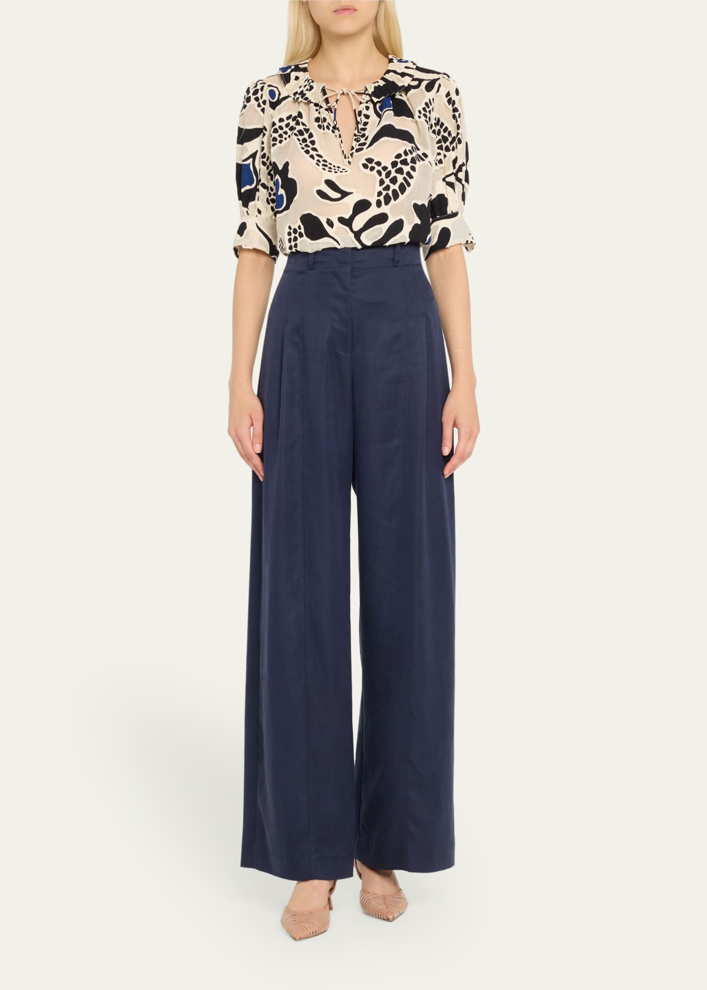 Ulla Johnson Marcella Printed Puff-Sleeve Top Image 2 of 5