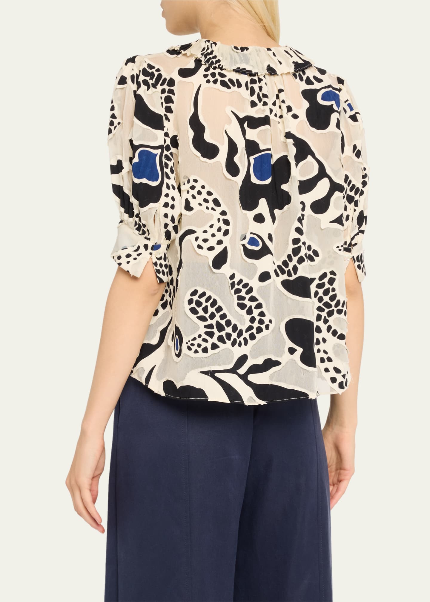 Ulla Johnson Marcella Printed Puff-Sleeve Top Image 3 of 5