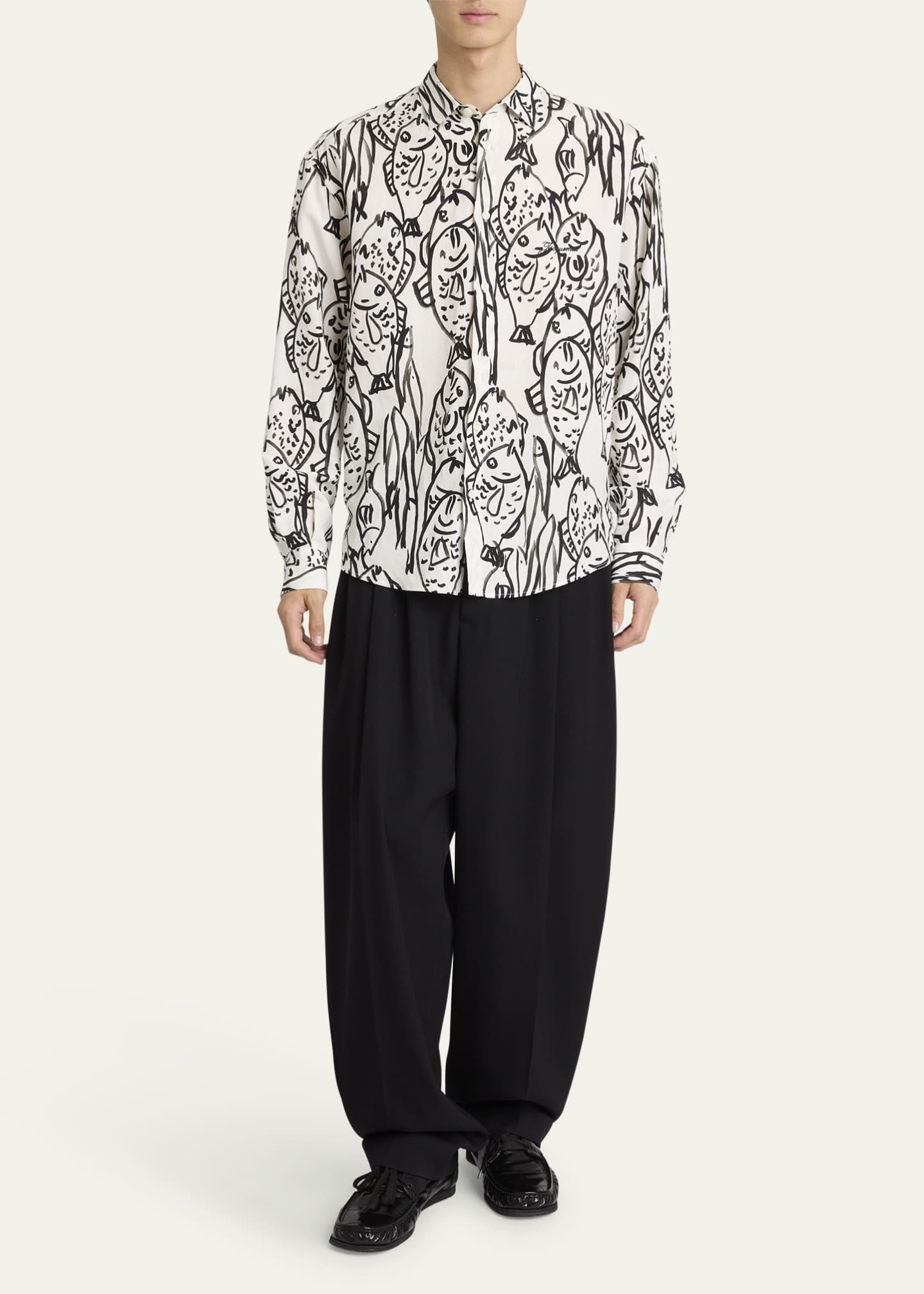 Jacquemus Men's Simon Fish Sport Shirt Image 2 of 5