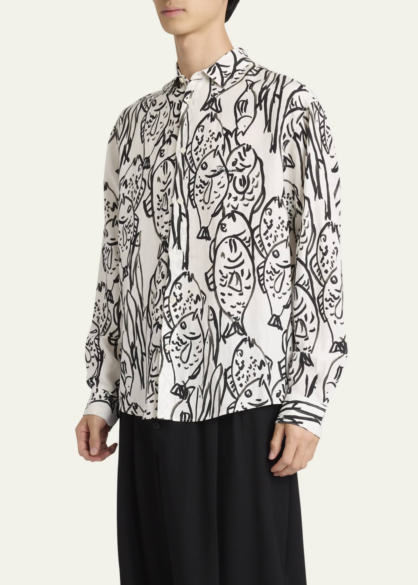 Jacquemus Men's Simon Fish Sport Shirt Image 4 of 5