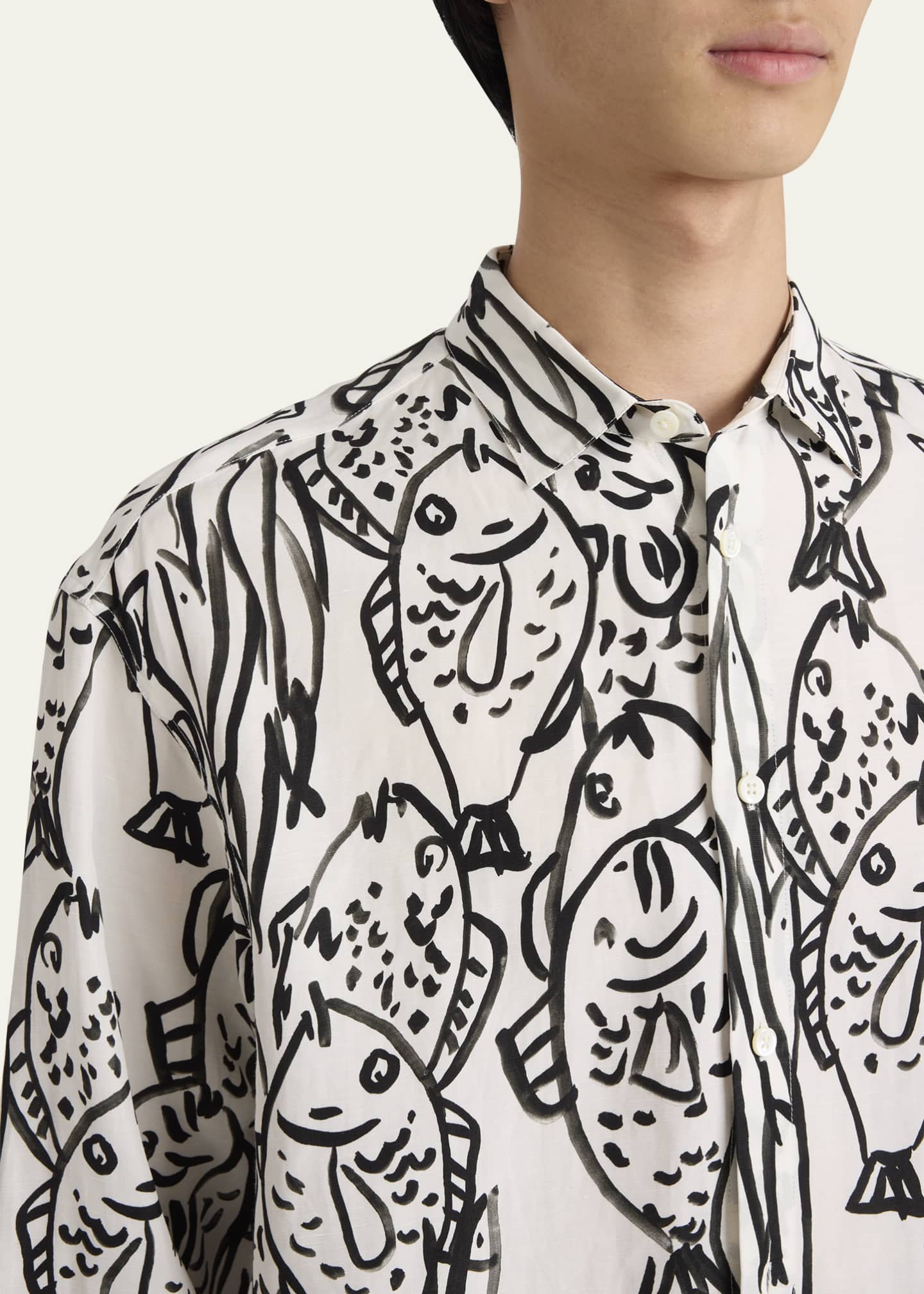 Jacquemus Men's Simon Fish Sport Shirt Image 5 of 5