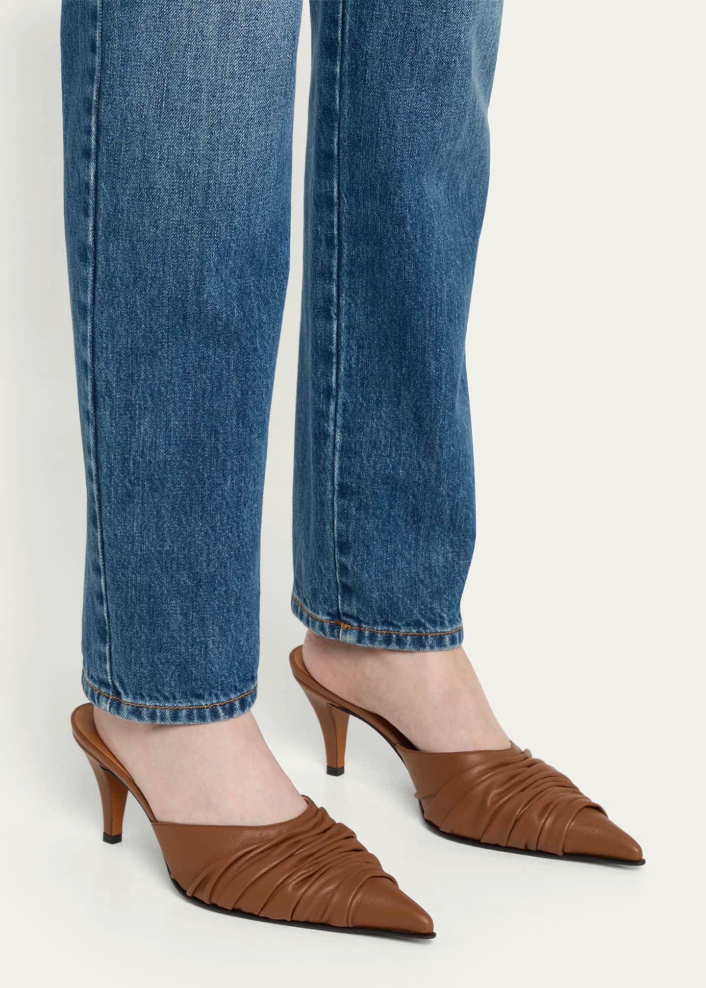 McQueen Ruched Leather Mule Pumps Image 2 of 6