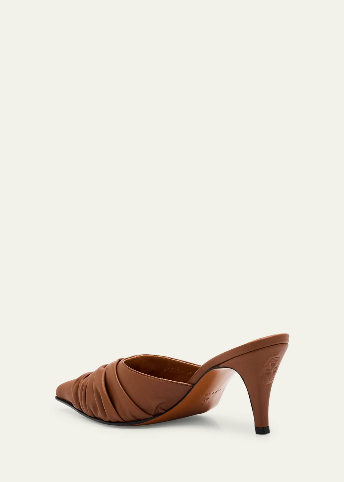 McQueen Ruched Leather Mule Pumps Image 4 of 6