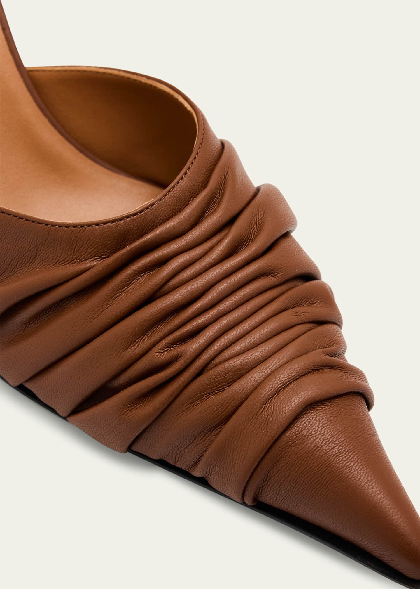 McQueen Ruched Leather Mule Pumps Image 6 of 6