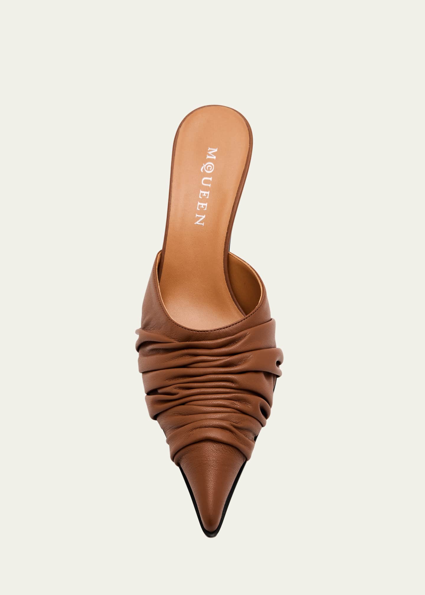 McQueen Ruched Leather Mule Pumps Image 5 of 6