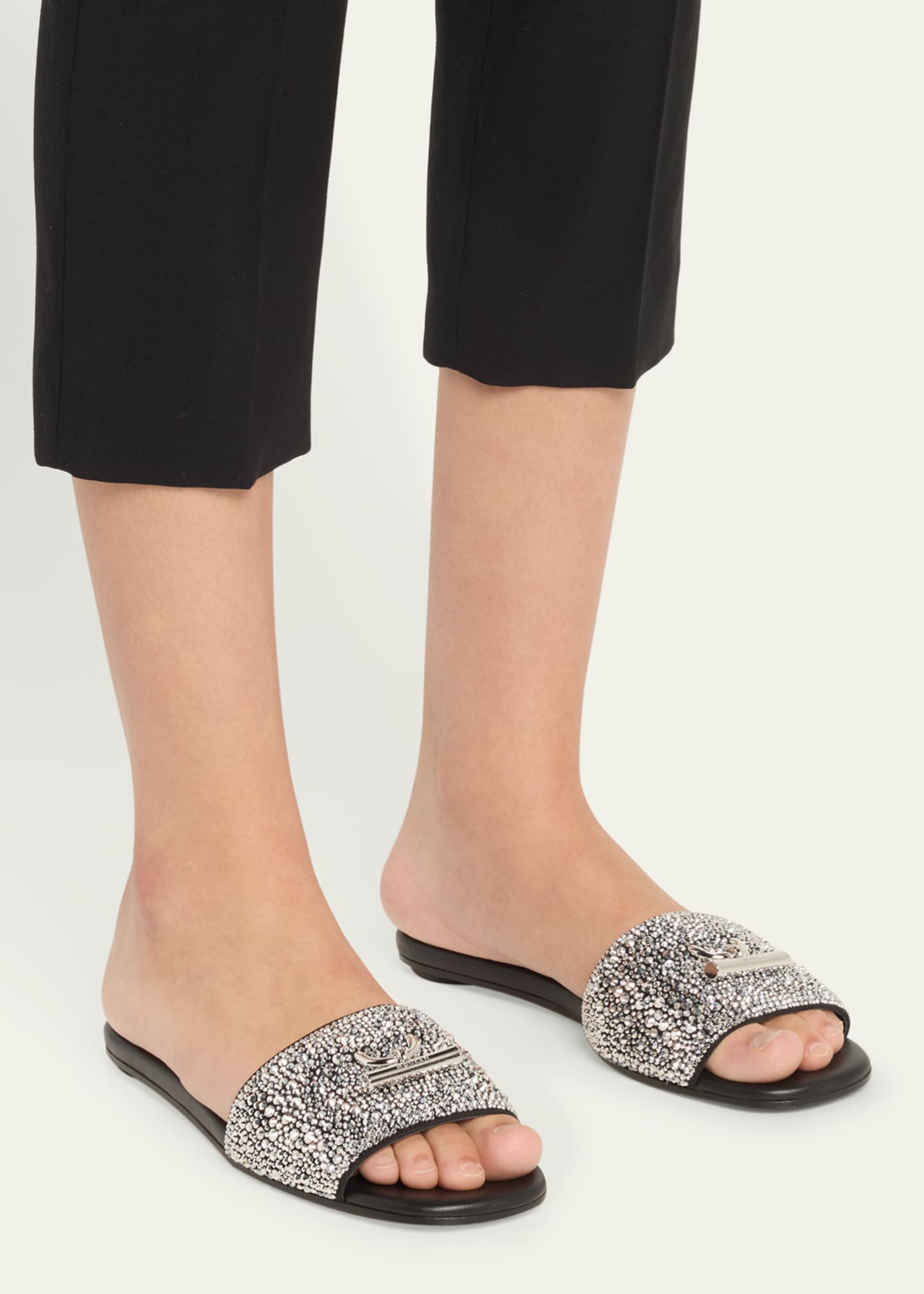 McQueen Crystal Bar Flat Slide Sandals Image 2 of 6