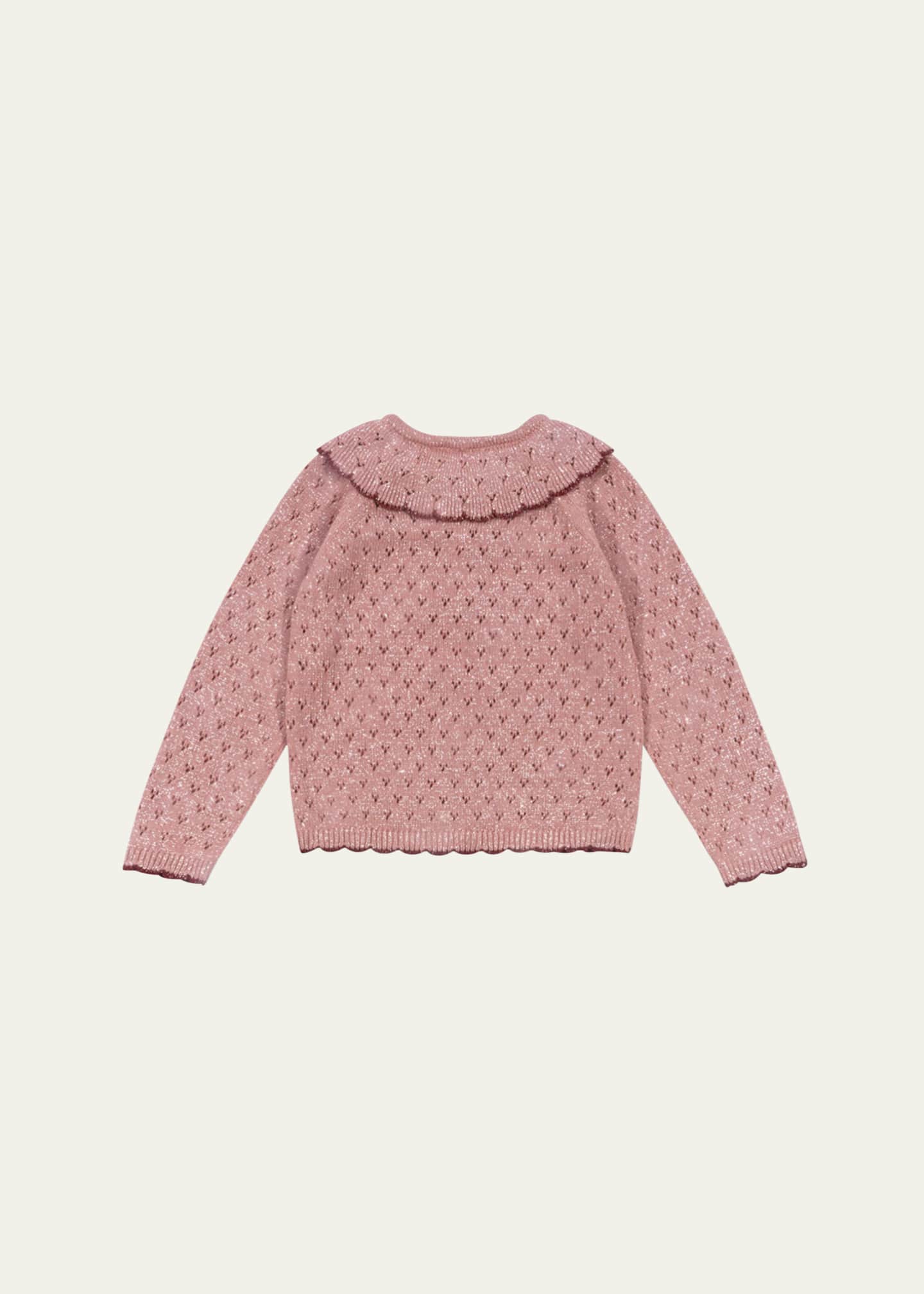 Konges Slojd Girl's Scallop-Trim Holiday Cardigan, Size 9M-10 Image 2 of 3