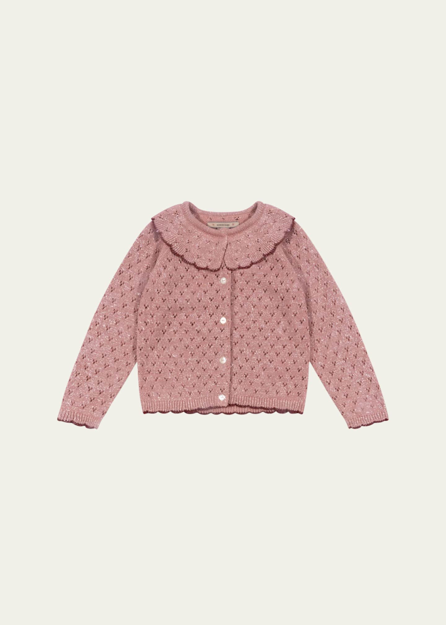 Konges Slojd Girl's Scallop-Trim Holiday Cardigan, Size 9M-10 Image 1 of 3